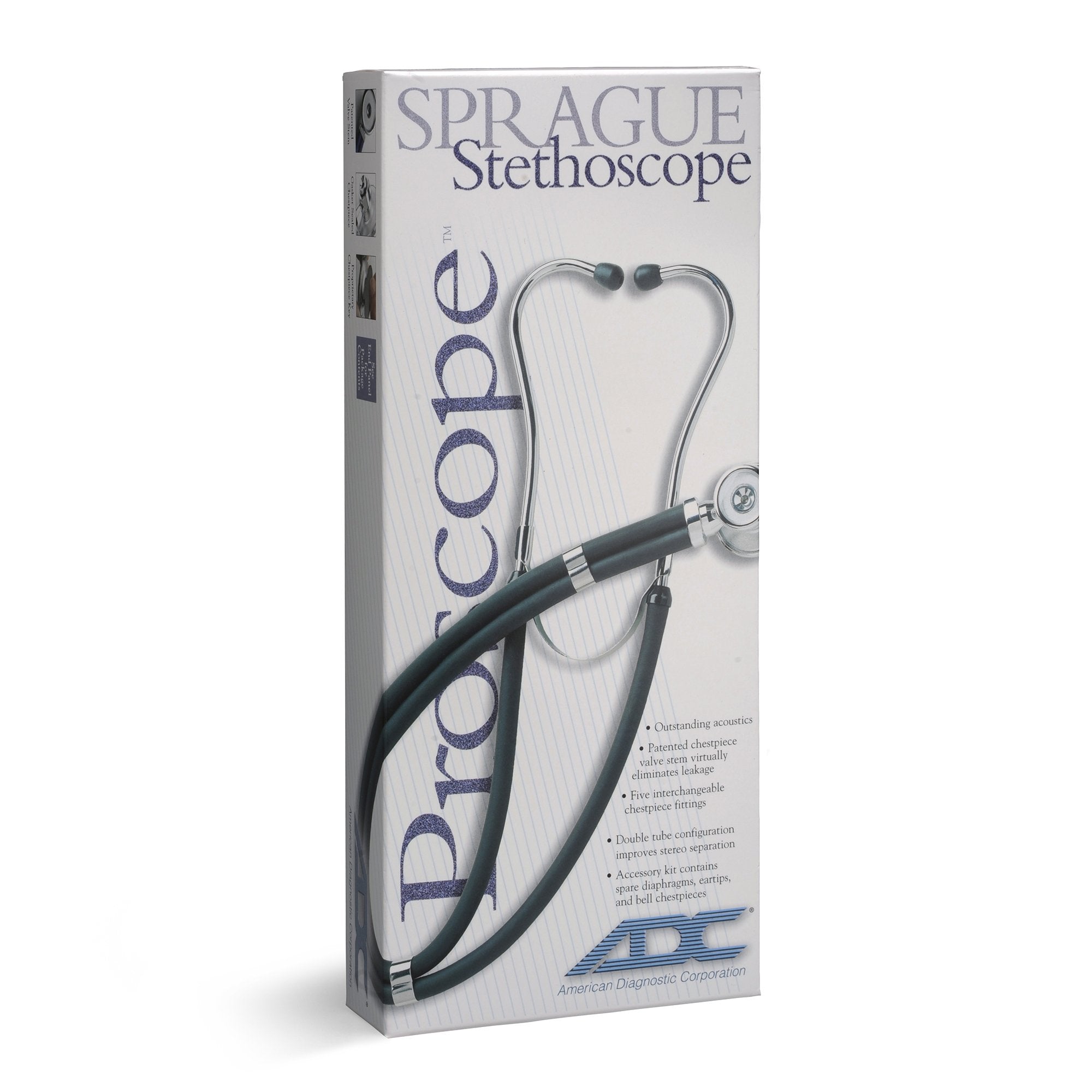 Sprague Stethoscope Adscope® 645 Black 2-Tube 22 Inch Tube Double Sided Chestpiece