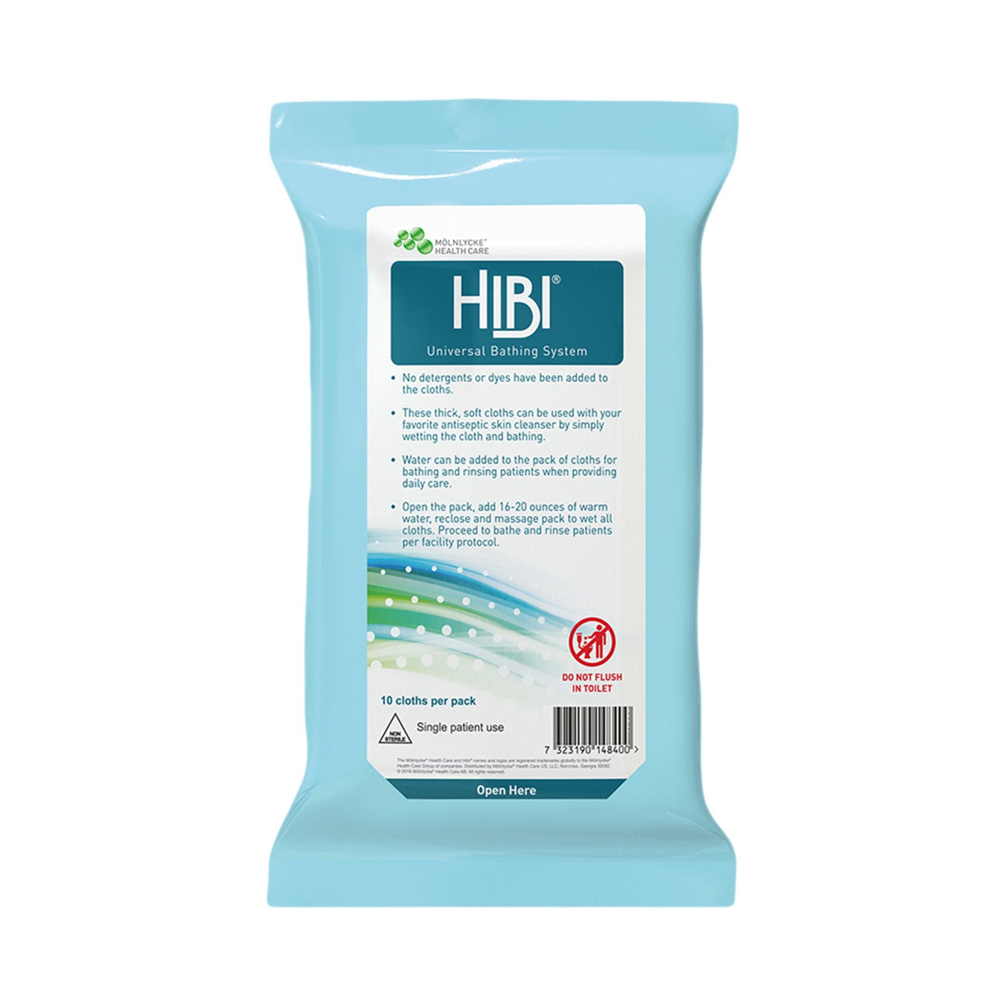 Rinse-Free Bath Wipe Hibi® Soft Pack Unscented 10 Count