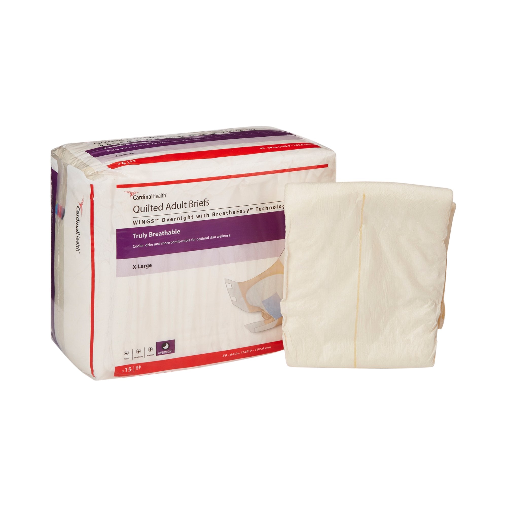 Unisex Adult Incontinence Brief Wings™ X-Large Disposable Heavy Absorbency