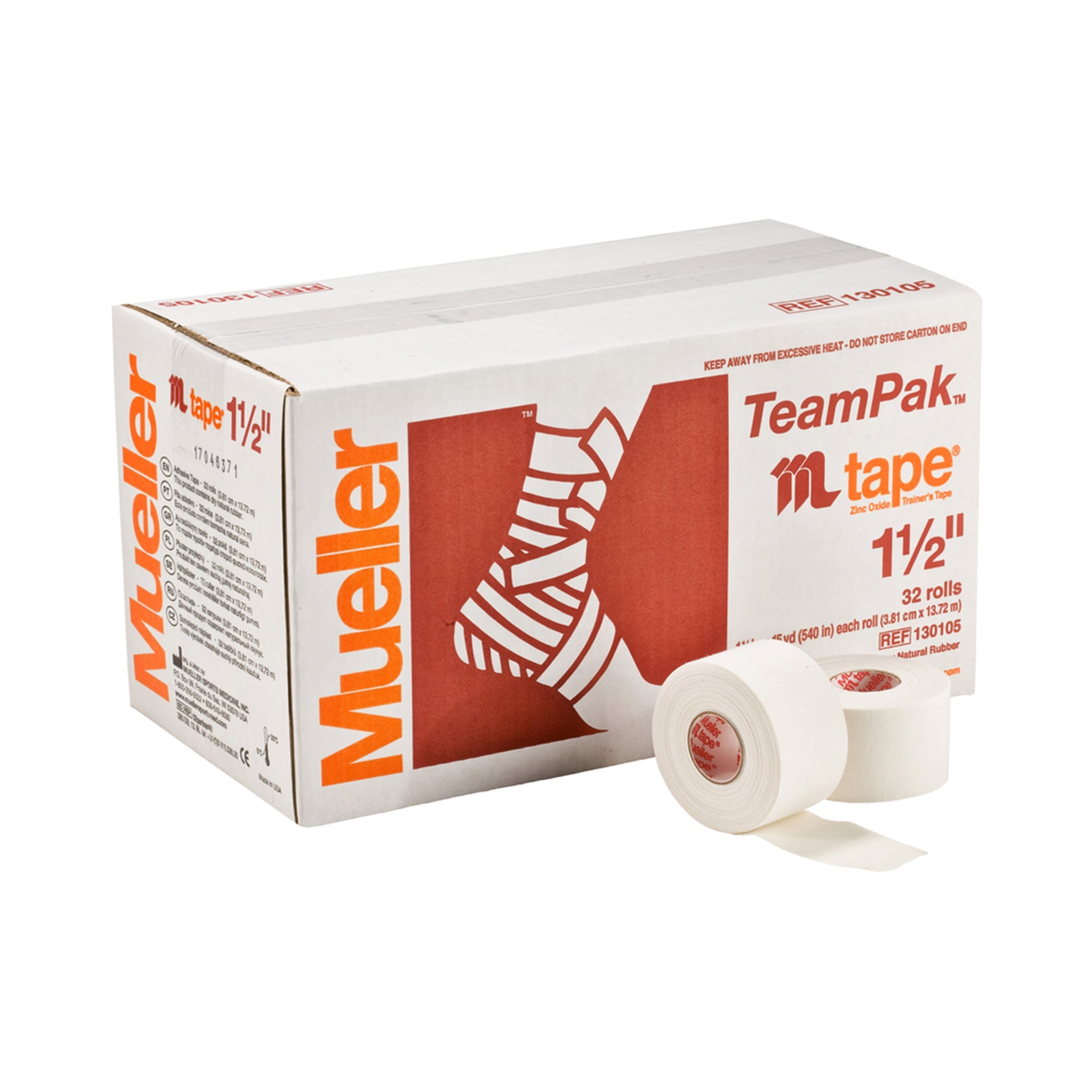Athletic Tape Mueller® Mtape White 1-1/2 Inch X 15 Yard Cotton / Zinc Oxide NonSterile