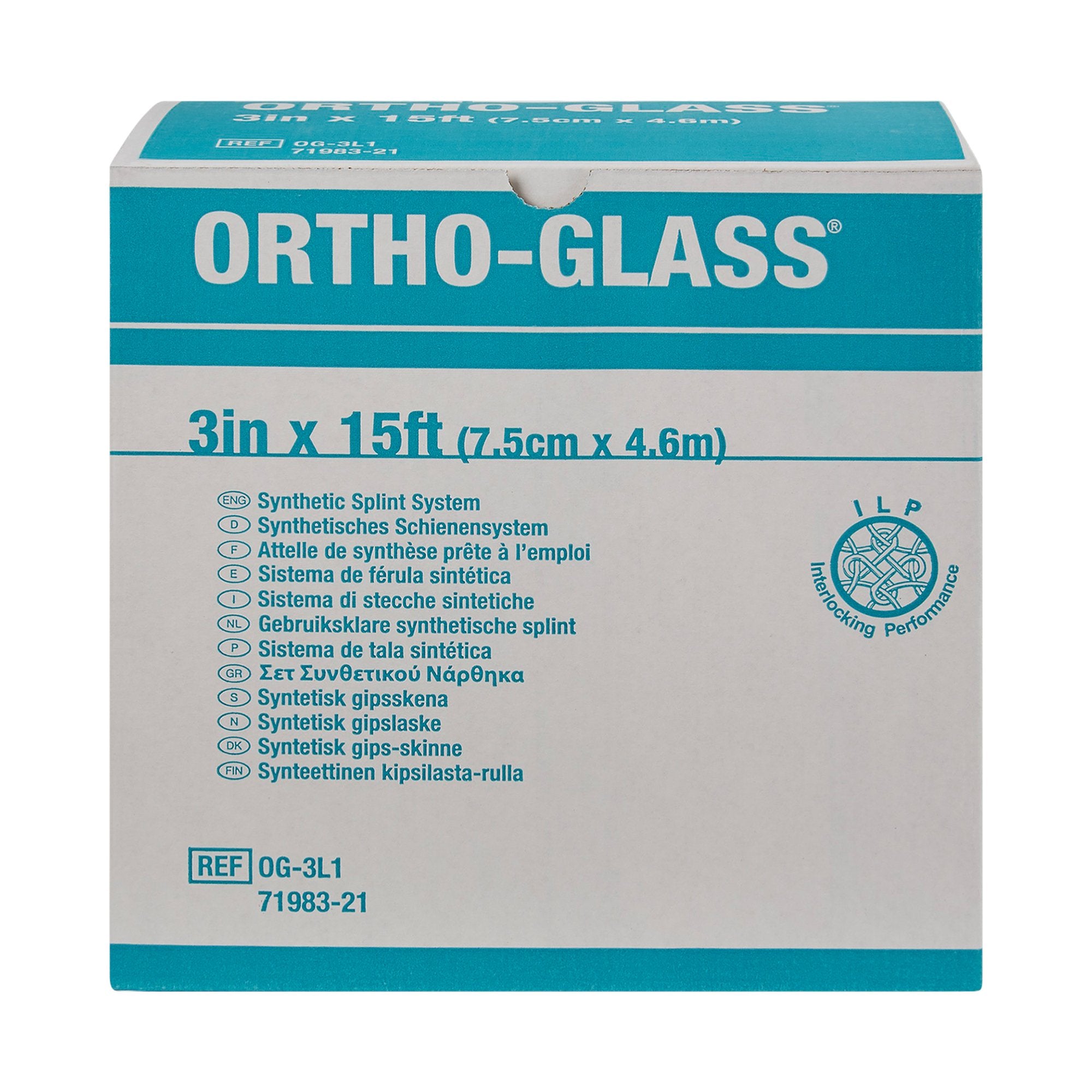 Padded Splint Roll ORTHO-GLASS® 3 Inch X 15 Foot Fiberglass White