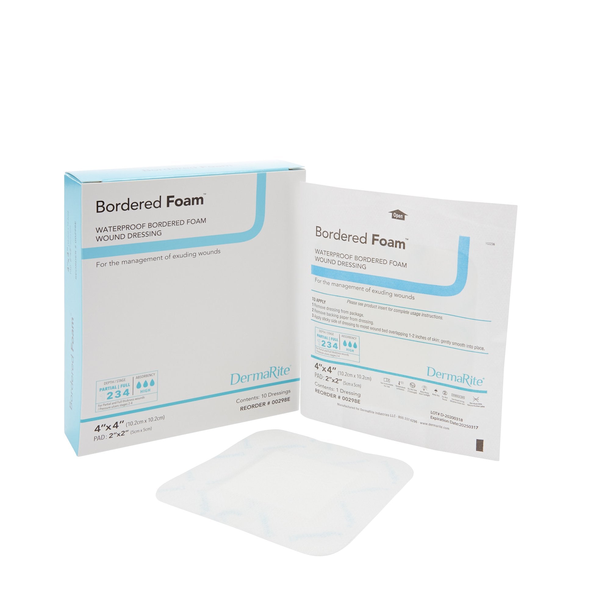 Foam Dressing BorderedFoam® 4 X 4 Inch With Border Waterproof Backing Nonacrylic Adhesive Square Sterile