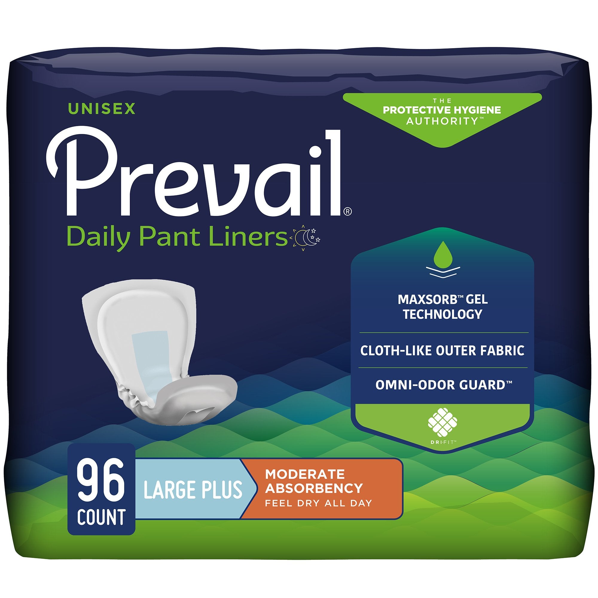 Bladder Control Pad Prevail® Daily Pant Liners 28 Inch Length Moderate Absorbency Polymer Core Large Plus