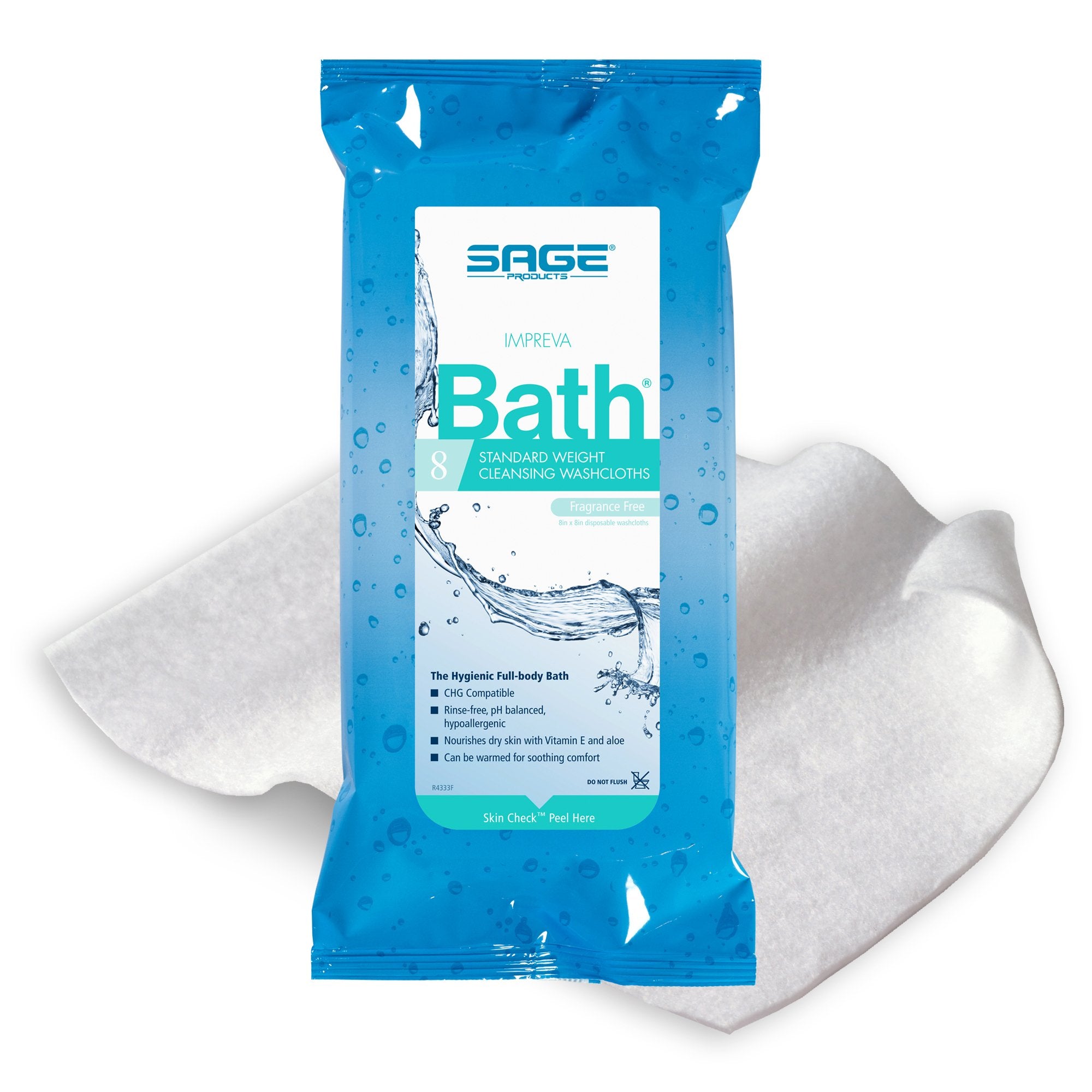 Rinse-Free Bath Wipe Impreva Bath™ Soft Pack Unscented 8 Count