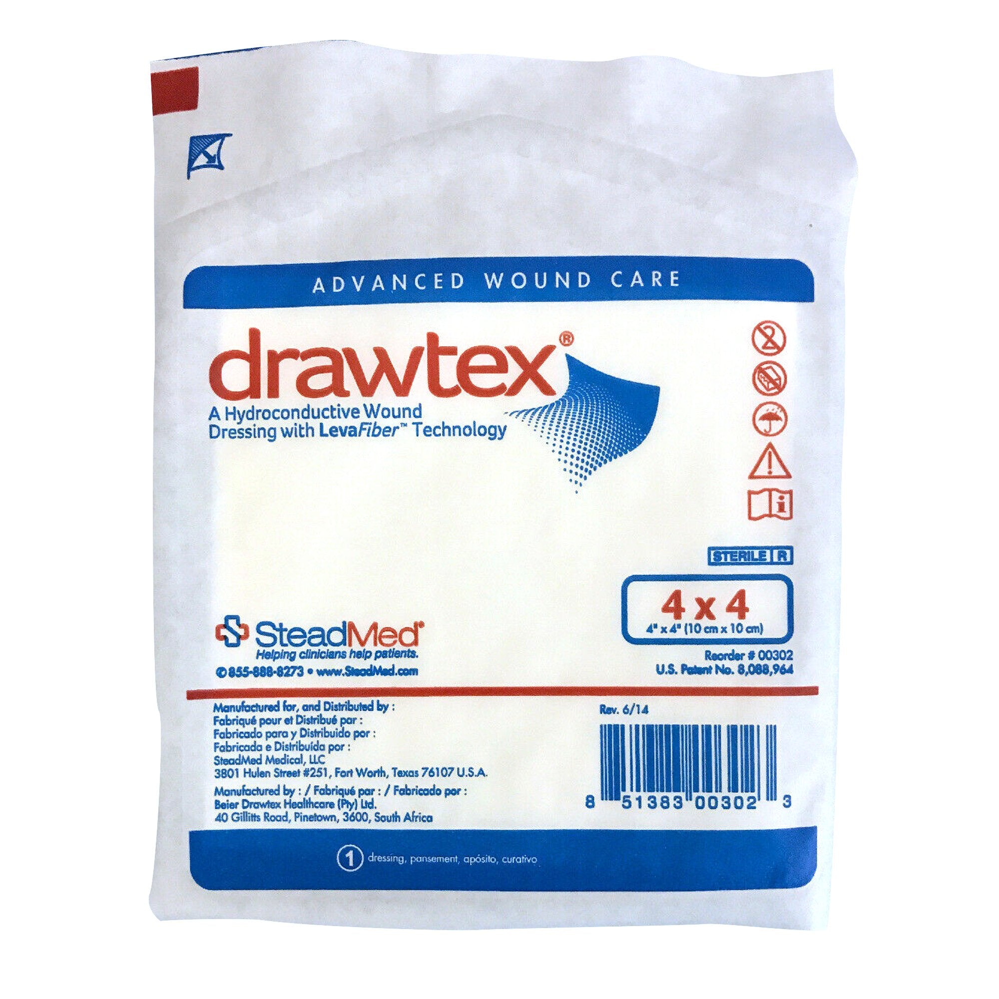 Hydroconductive Wound Dressing Drawtex® 4 X 4 Inch Square