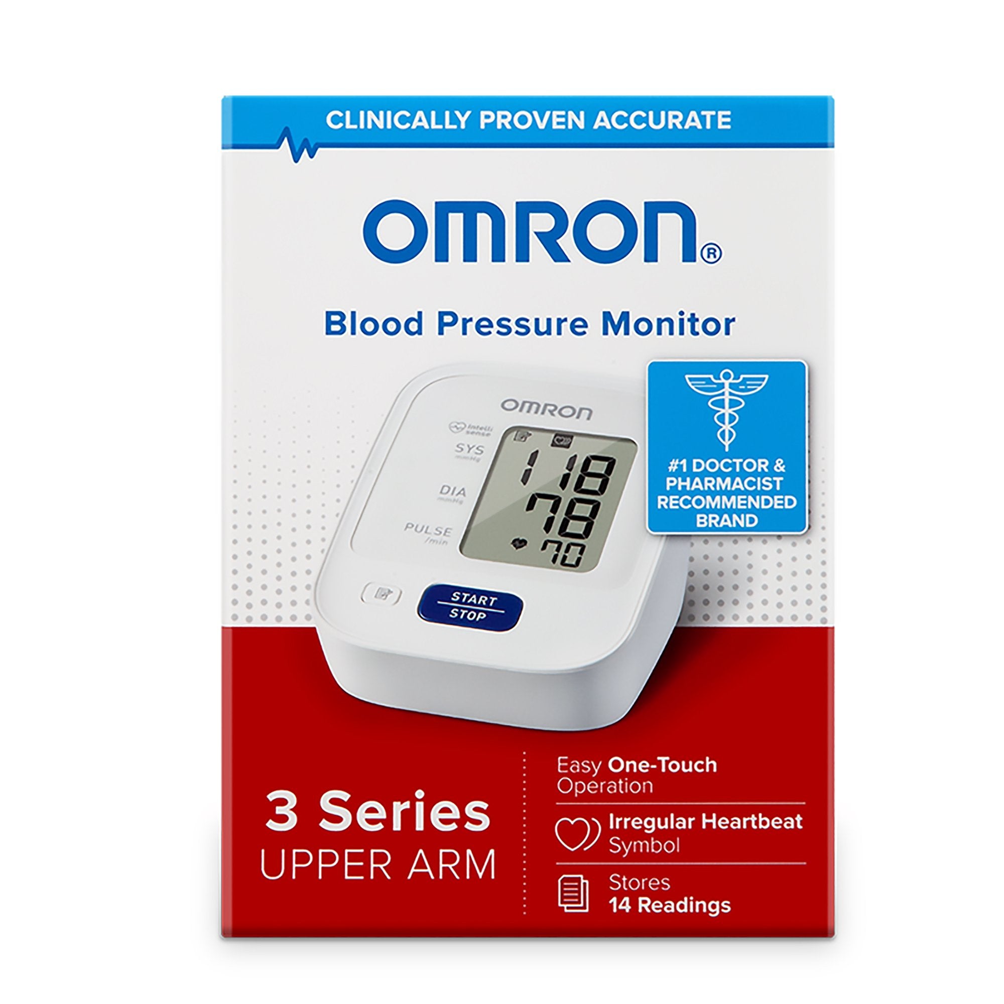 Home Automatic Digital Blood Pressure Monitor Omron®3 Series™ Wide Range Nylon Cuff 23 - 43 cm Desk Model