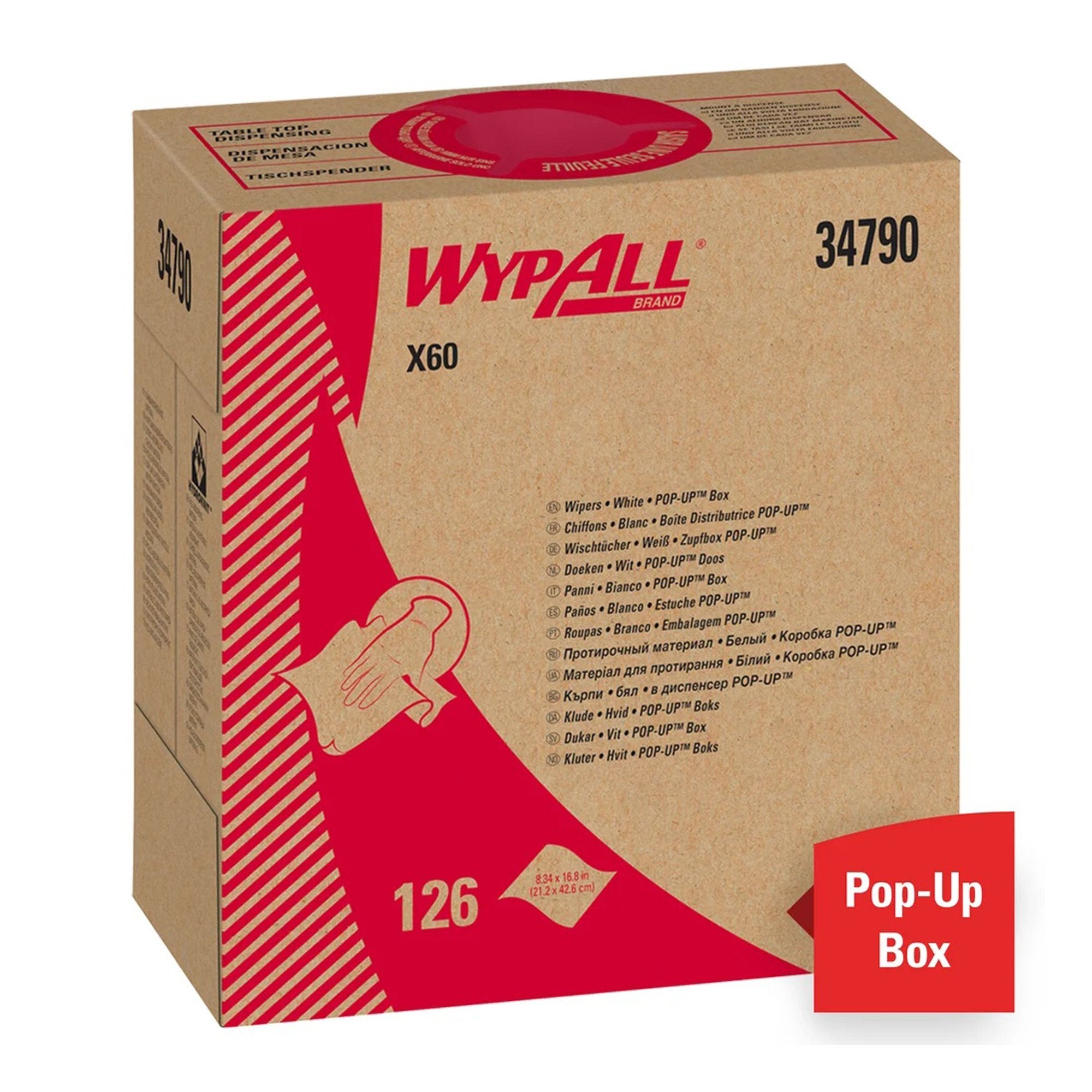 Task Wipe WypAll® X60 Light Duty White NonSterile Cellulose / Polypropylene 9-1/10 X 16-4/5 Inch Reusable
