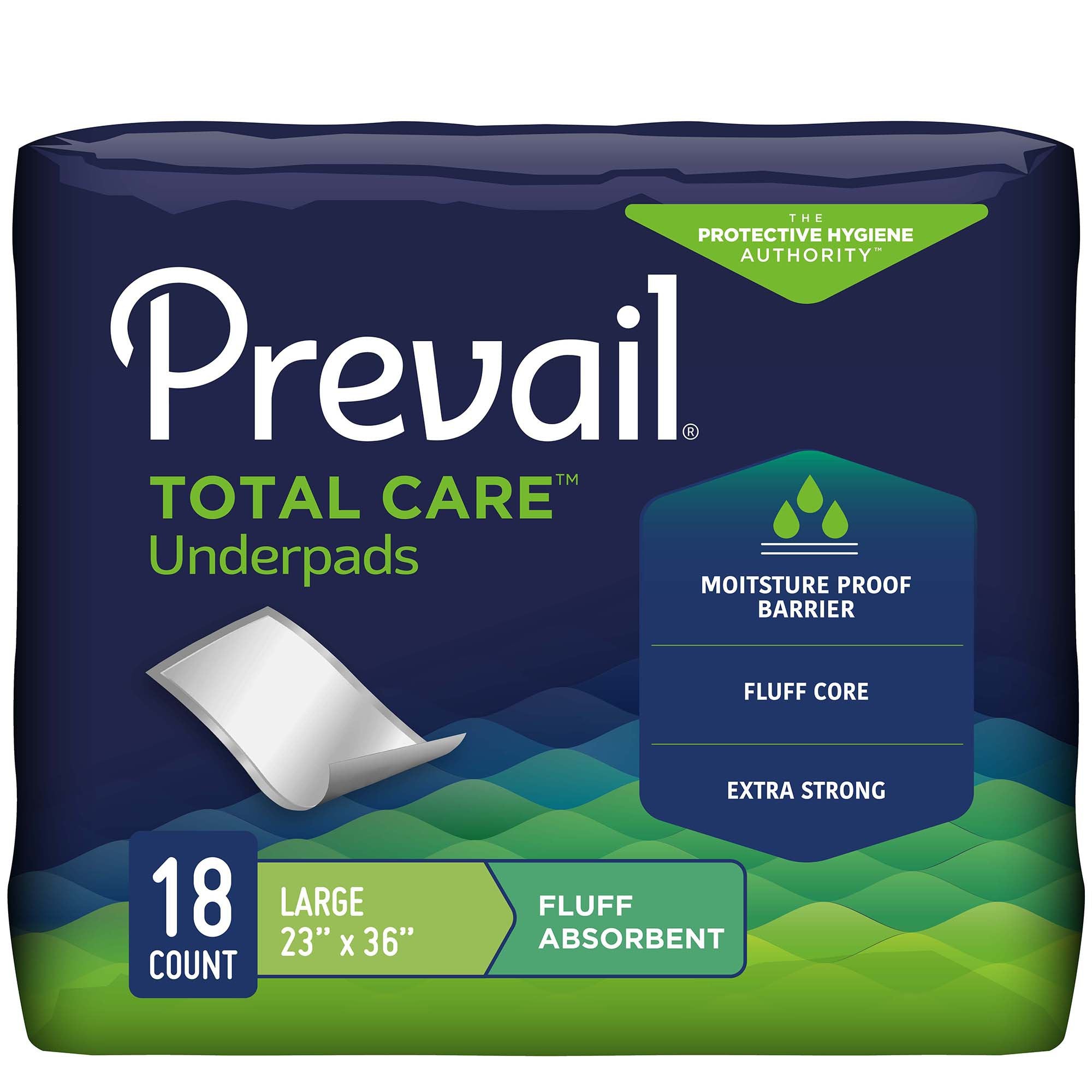 Disposable Underpad Prevail® 23 X 36 Inch Fluff Light Absorbency