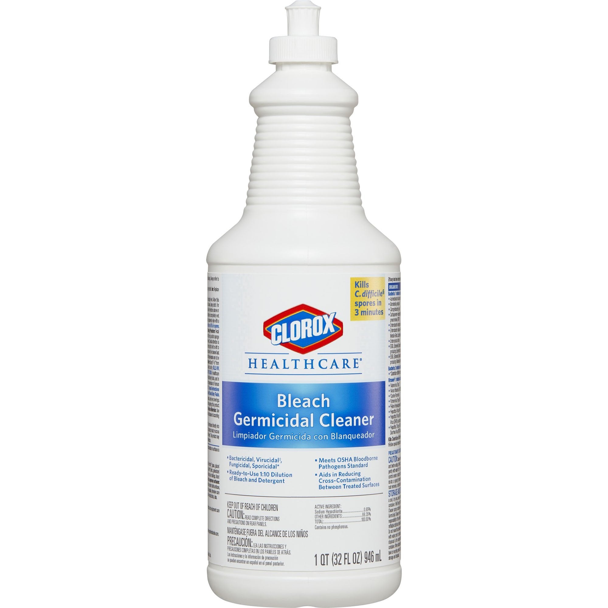 Clorox Healthcare® Bleach Germicidal Surface Disinfectant Cleaner Manual Squeeze Liquid 32 oz. Bottle Fruity Floral Bleach Scent NonSterile