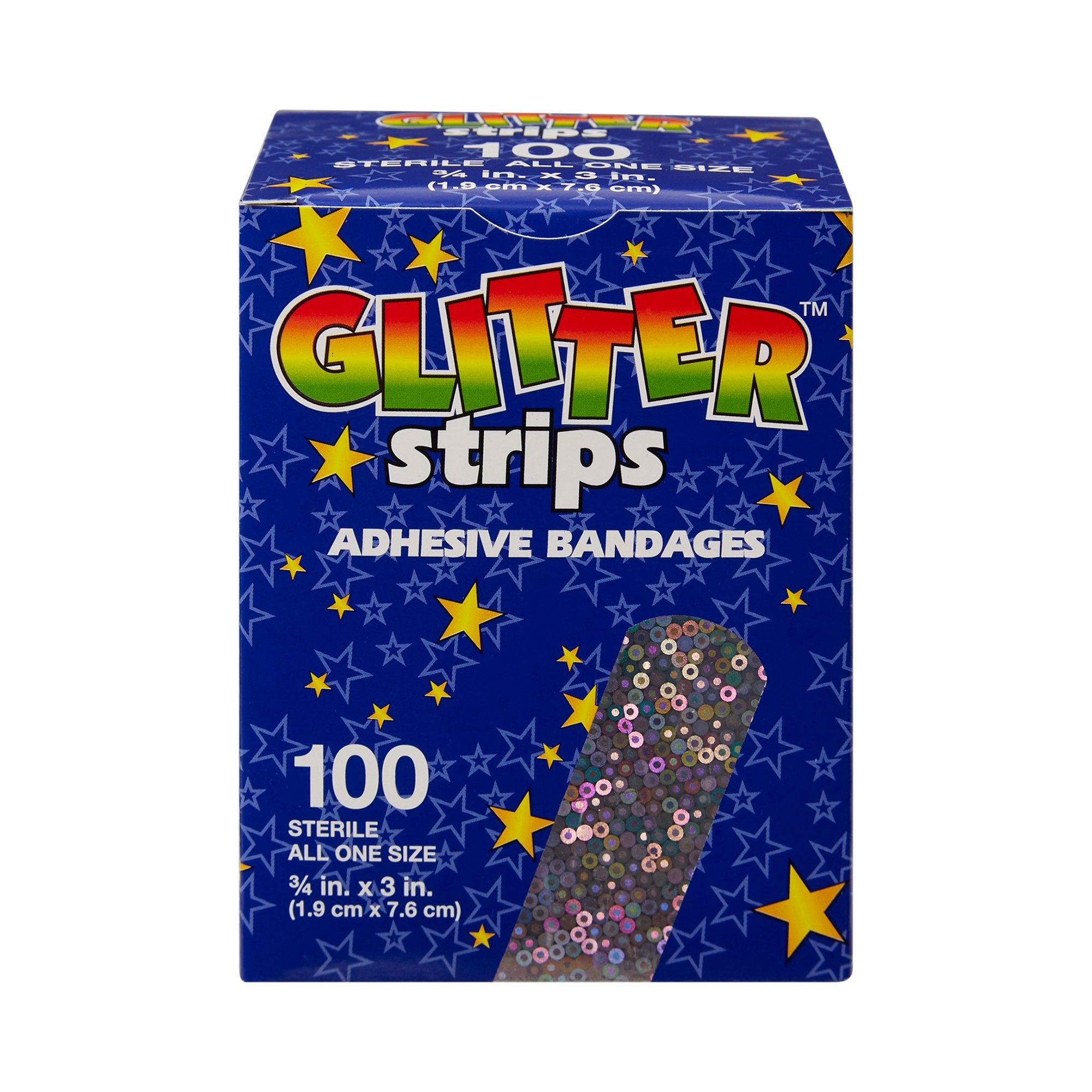 Adhesive Strip Glitter™ Stat Strip® 3/4 X 3 Inch Plastic Rectangle Kid Design (Glitter Strips) Sterile