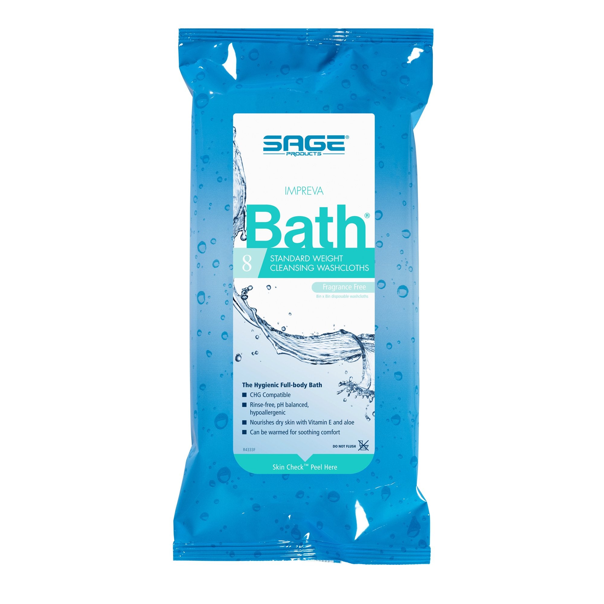Rinse-Free Bath Wipe Impreva Bath™ Soft Pack Unscented 8 Count