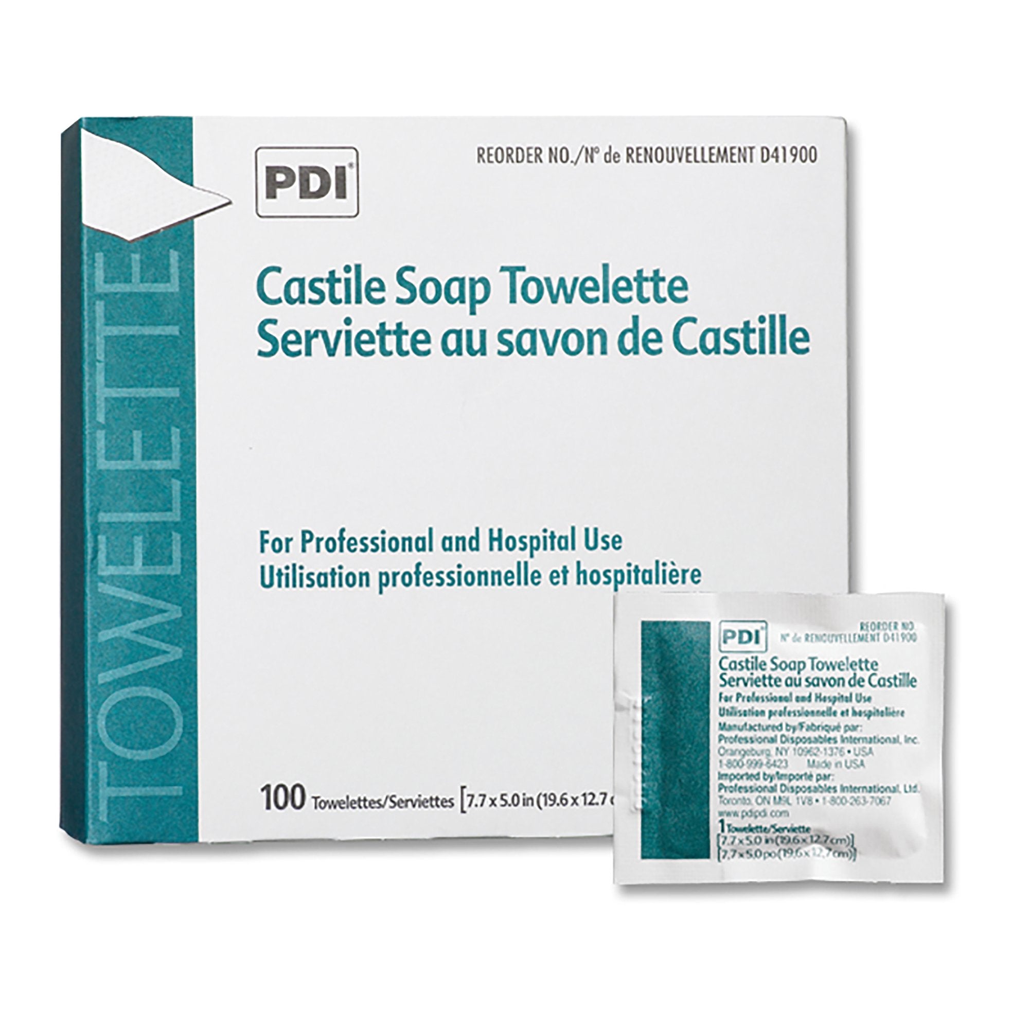 Castile Soap Towelette PDI® Individual Packet Scented 100 Count