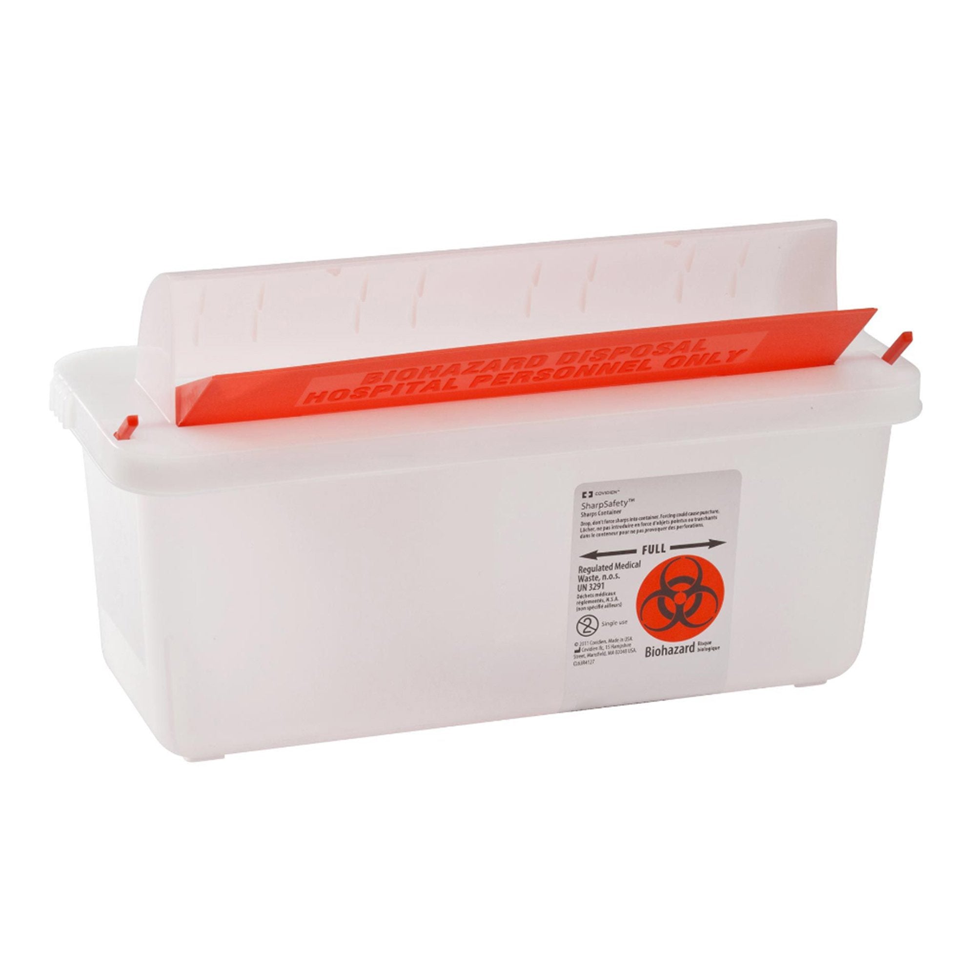 Sharps Container In-Room™ Translucent Base 11 H X 10-3/4 W X 4-3/4 D Inch Horizontal Entry 1.25 Gallon