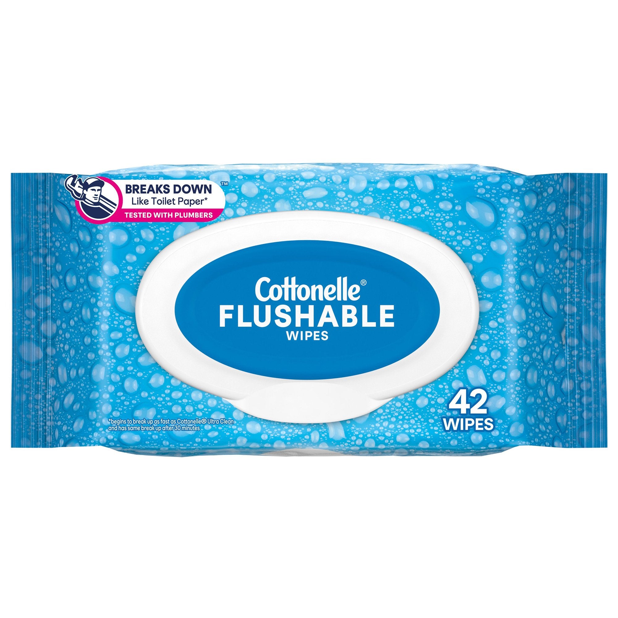 Flushable Personal Wipe Cottonelle® FreshCare® Soft Pack Unscented 42 Count