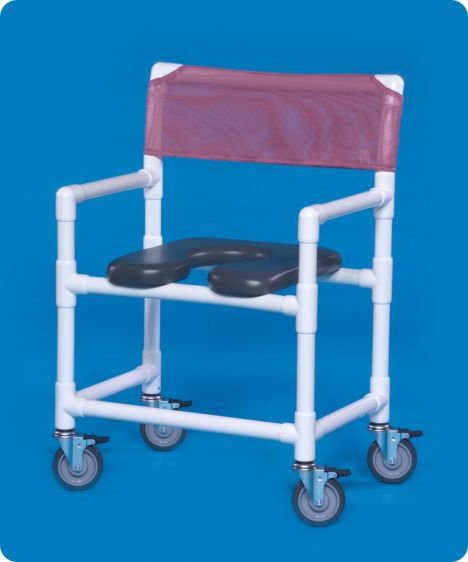 Shower Chair ipu® Fixed Arms PVC Frame Mesh Backrest 28 Inch Seat Width 400 lbs. Weight Capacity