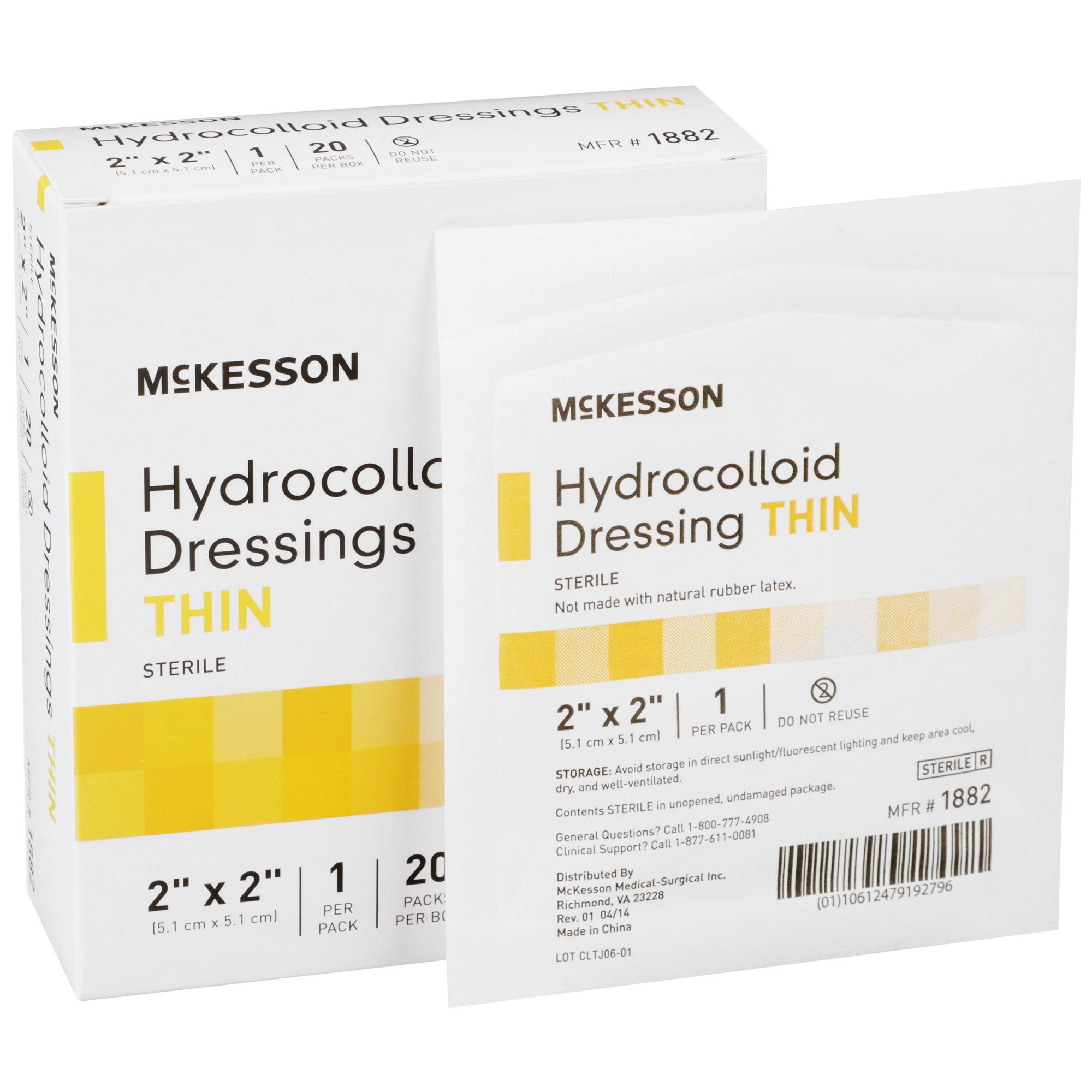 Thin Hydrocolloid Dressing McKesson 2 X 2 Inch Square