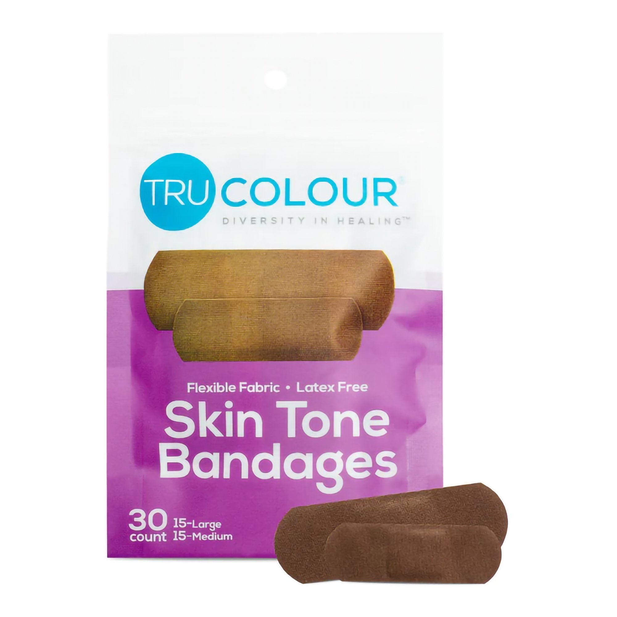 Waterproof Adhesive Strip Tru-Colour® 1 X 3 Inch Fabric Rectangle Dark Brown Sterile