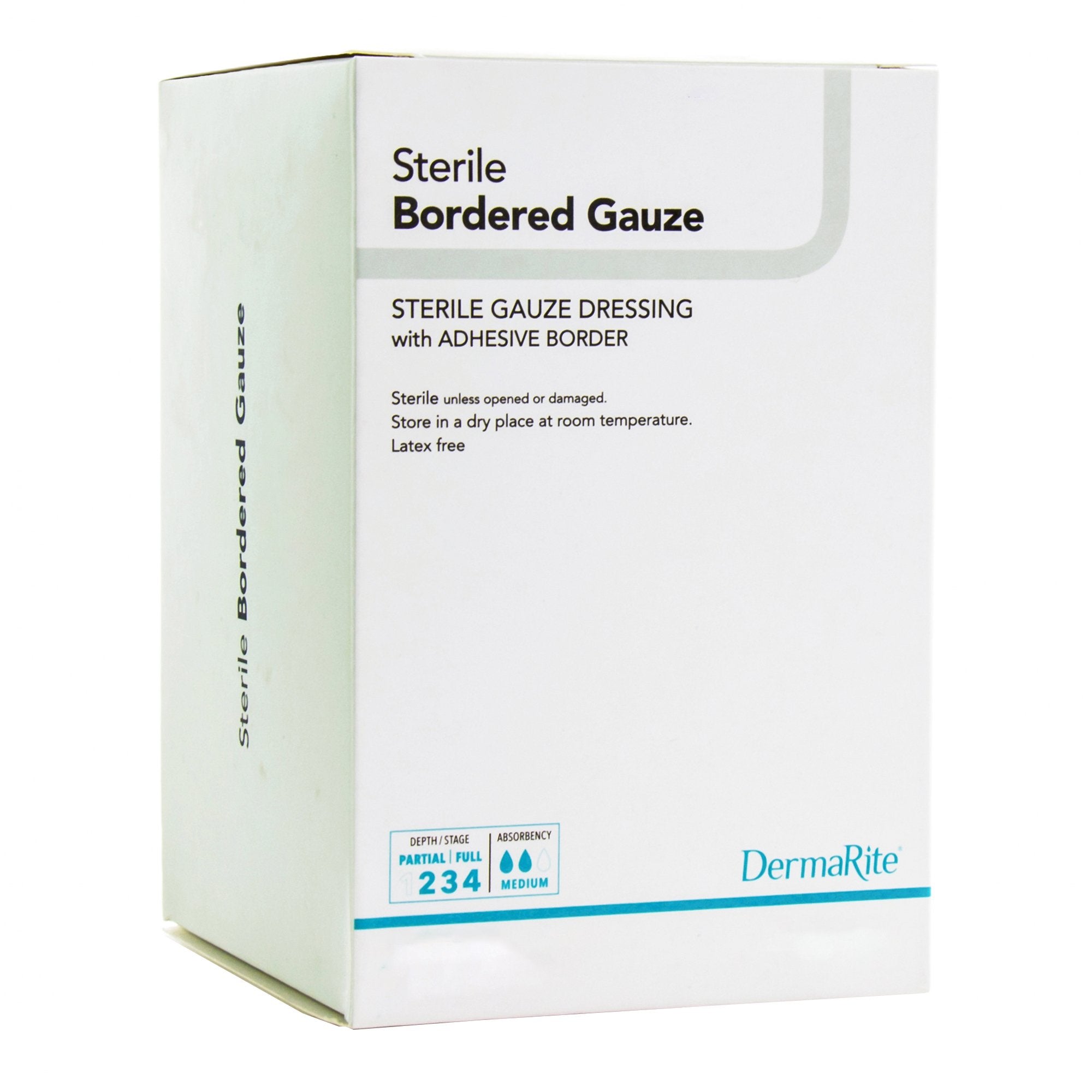 Adhesive Dressing DermaRite® Bordered Gauze 4 X 10 Inch Rectangle Sterile