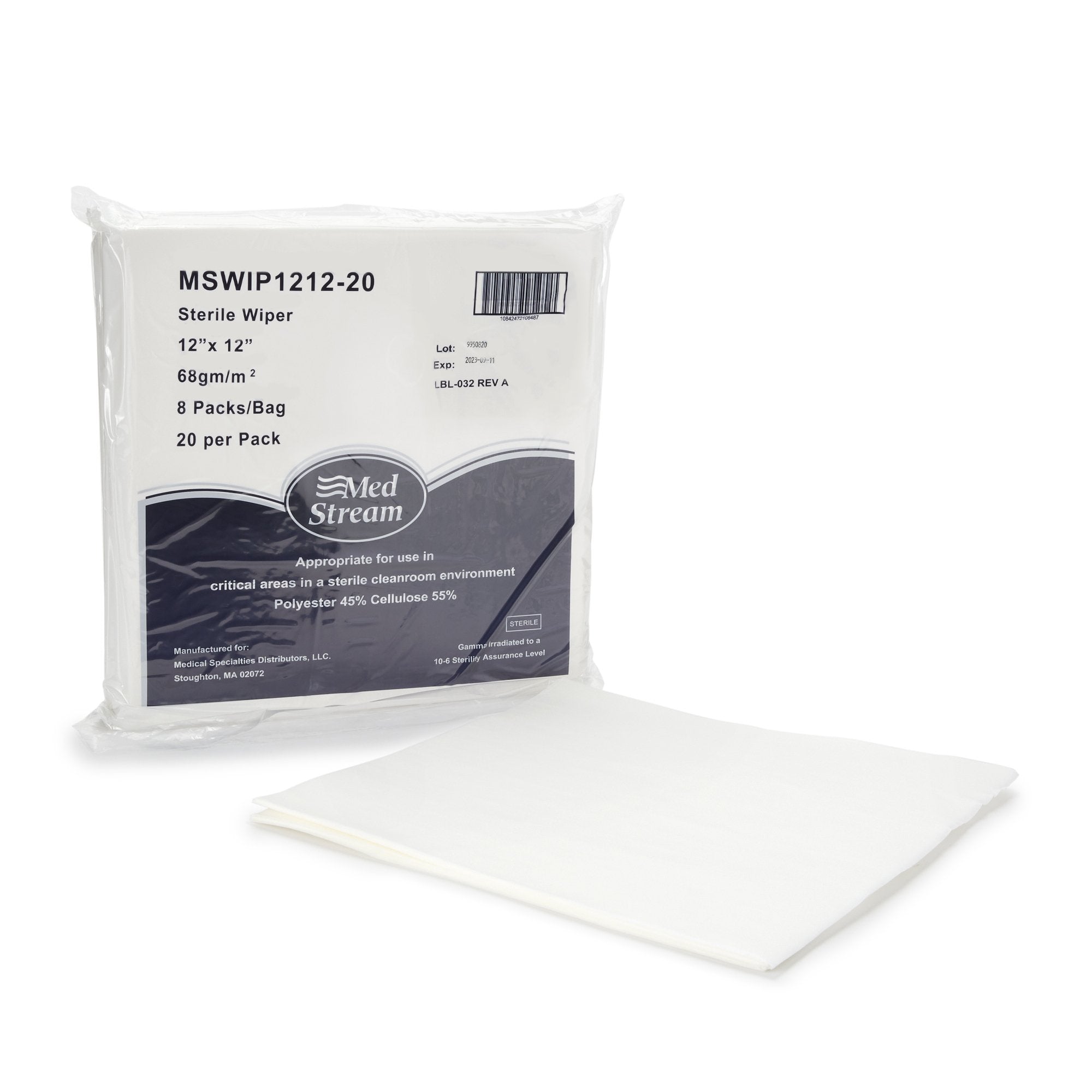 Cleanroom Wipe McKesson ISO Class 5 White Sterile Polyester / Cellulose 12 X 12 Inch Disposable