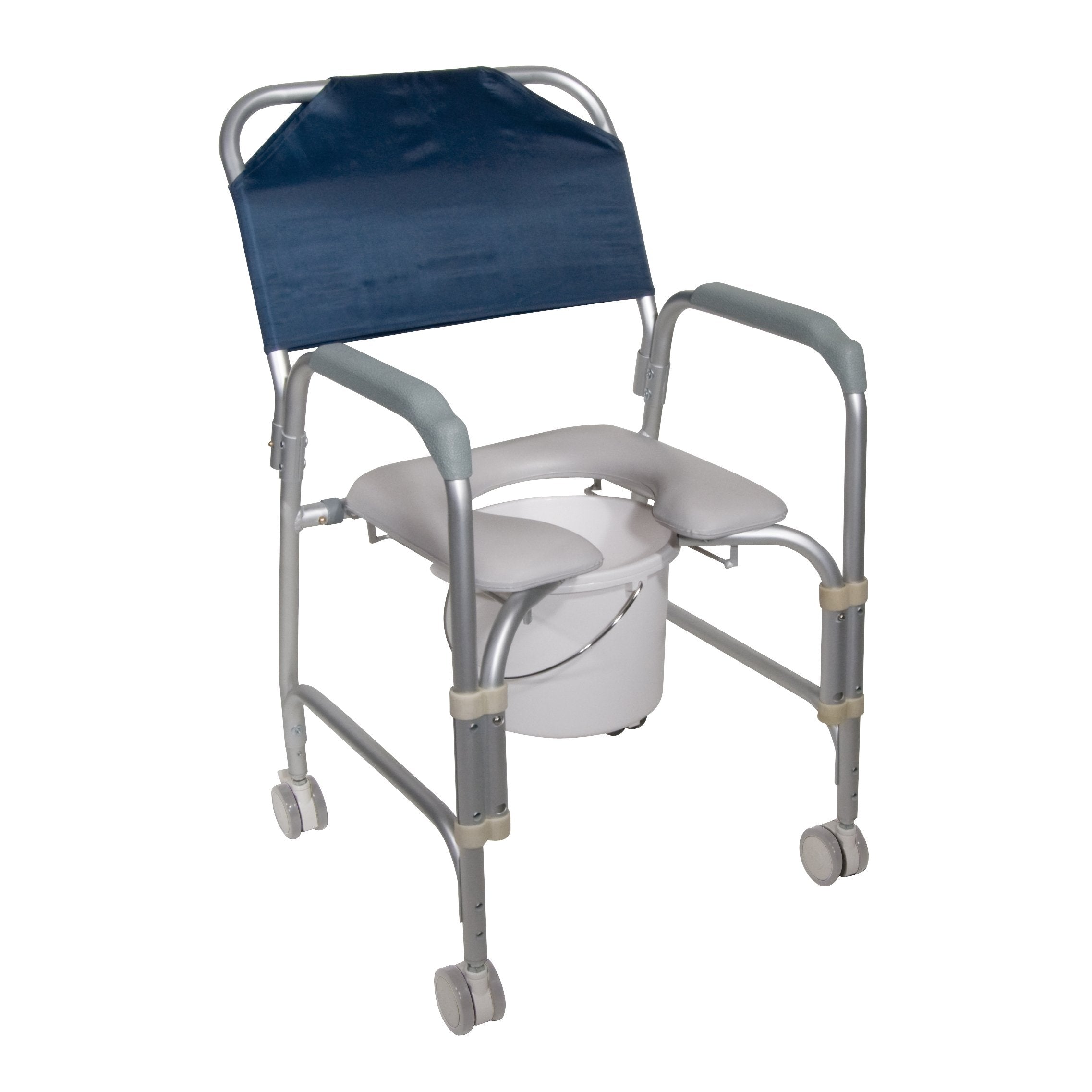 Commode / Shower Chair drive™ Fixed Arms Aluminum Frame 16 Inch Seat Width 300 lbs. Weight Capacity