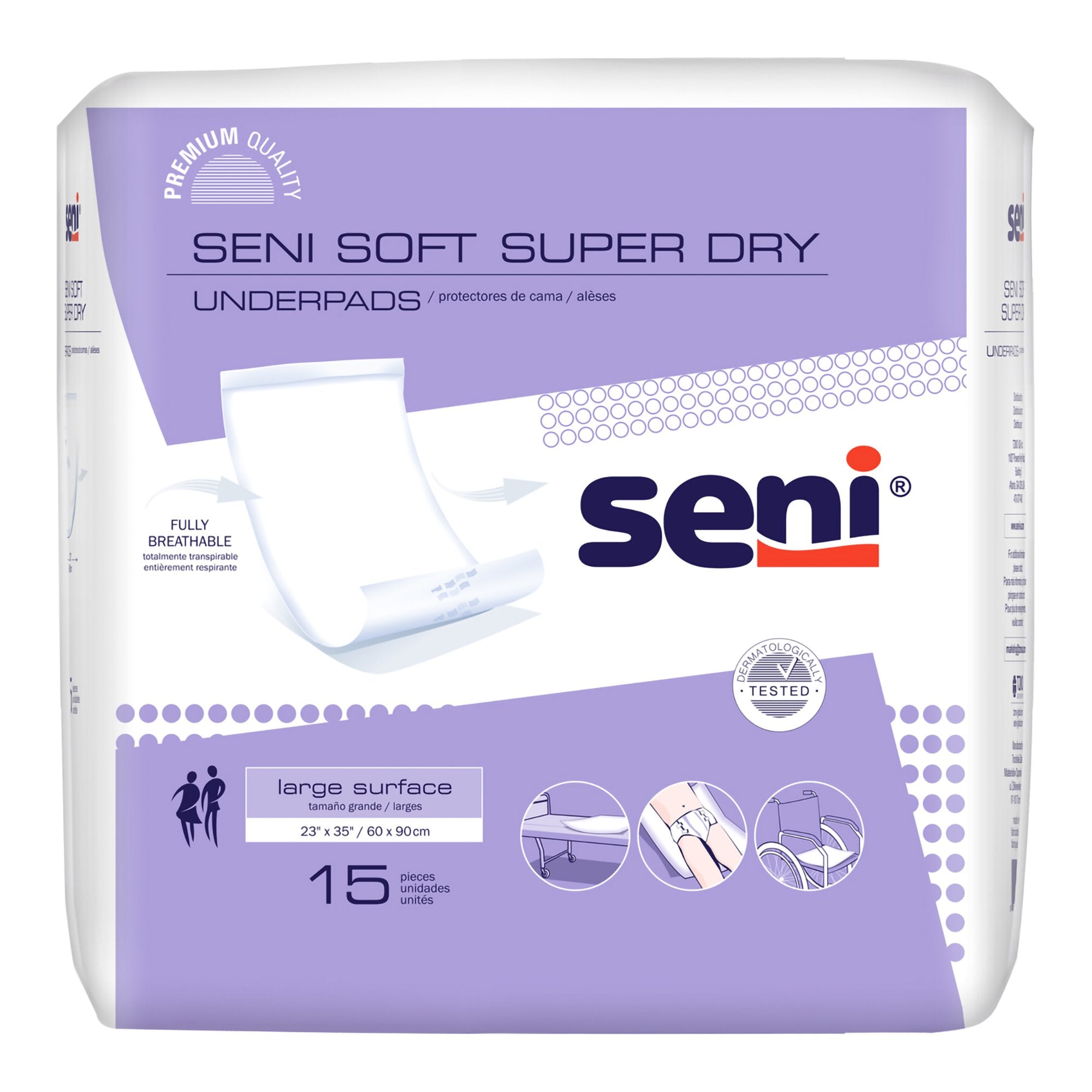 Disposable Underpad Seni® Soft Super Dry 23 X 35 Inch Cellulose Pulp / Super Absorbent Polymer Light Absorbency