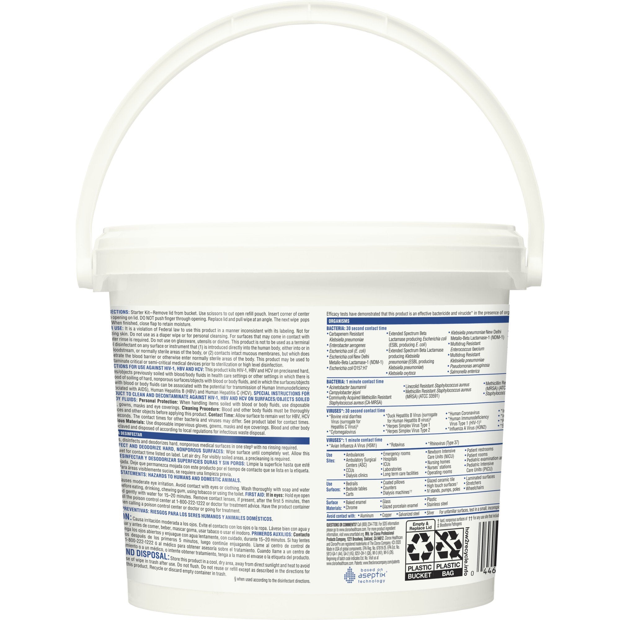 Clorox Healthcare® Surface Disinfectant Cleaner Premoistened Peroxide Based Manual Pull Wipe 185 Count Pail Unscented NonSterile