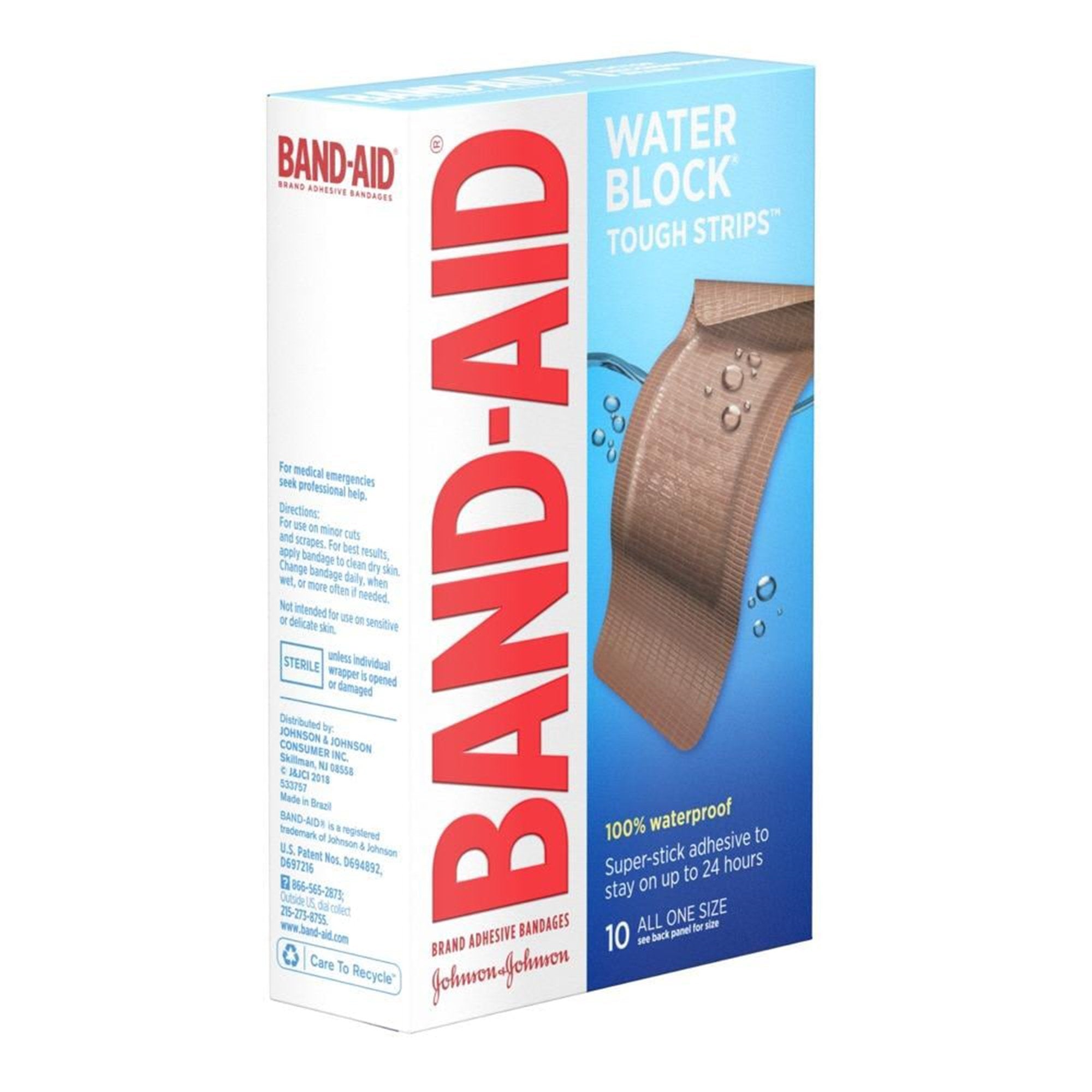 Adhesive Strip Band-Aid® Water Block® Tough Strips™ XL 1-3/4 X 4 Inch Plastic Rectangle Tan Sterile