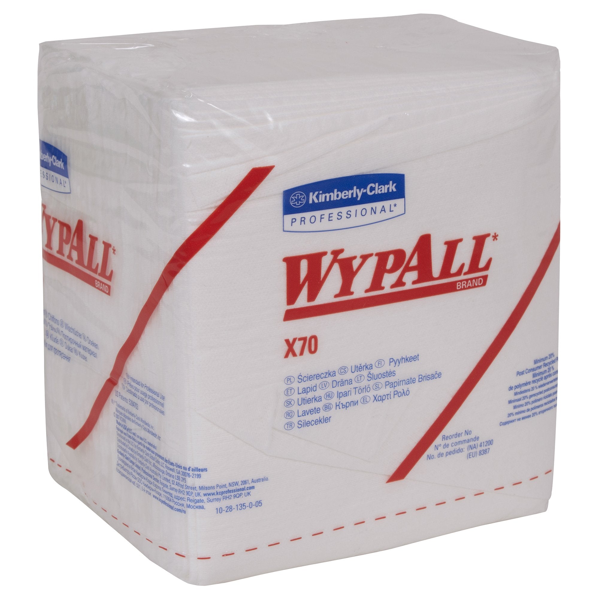 Task Wipe WypAll® X70 Heavy Duty White NonSterile Cellulose / Polypropylene 12 X 12-1/2 Inch Reusable