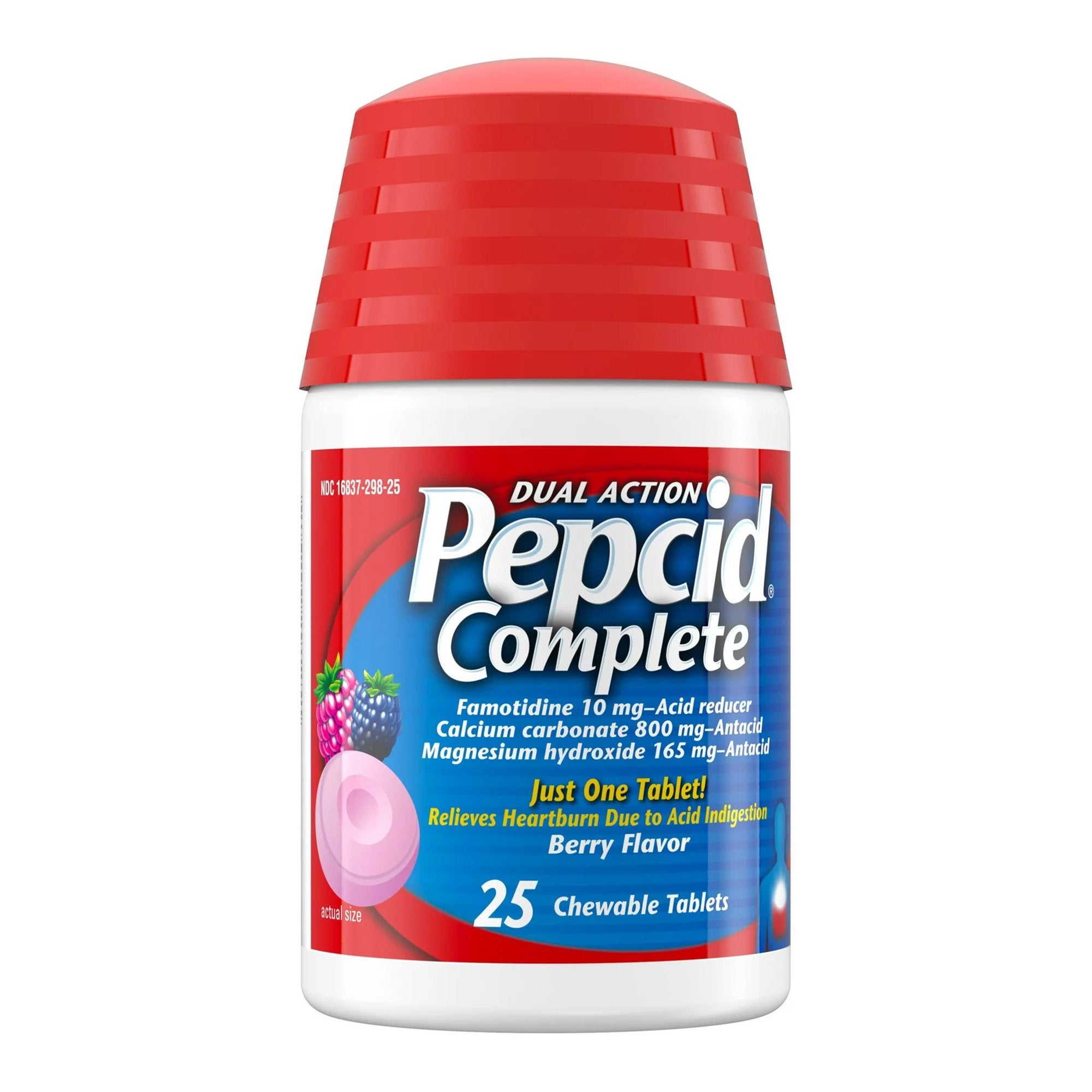 Antacid Pepcid® Complete 800 mg - 165 mg - 10 mg Strength Chewable Tablet 25 per Bottle