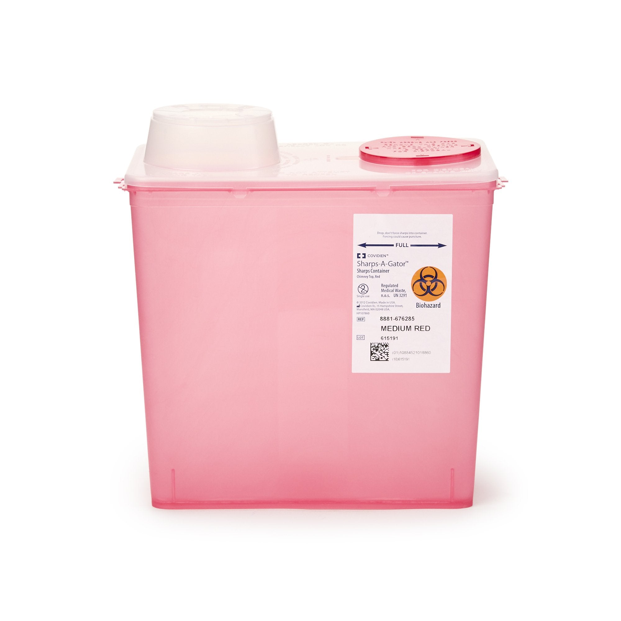 Sharps Container Monoject™ Red Base 10-9/10 H X 10-1/2 W X 6-3/4 D Inch Vertical Entry 2 Gallon