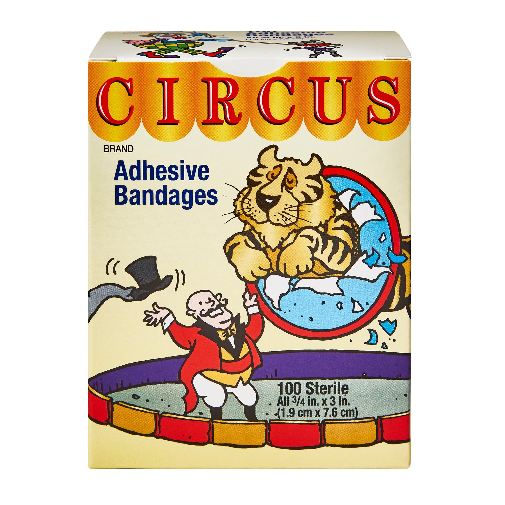 Adhesive Strip American® White Cross Stat Strip® 3/4 X 3 Inch Fabric Rectangle Kid Design (Circus) Sterile