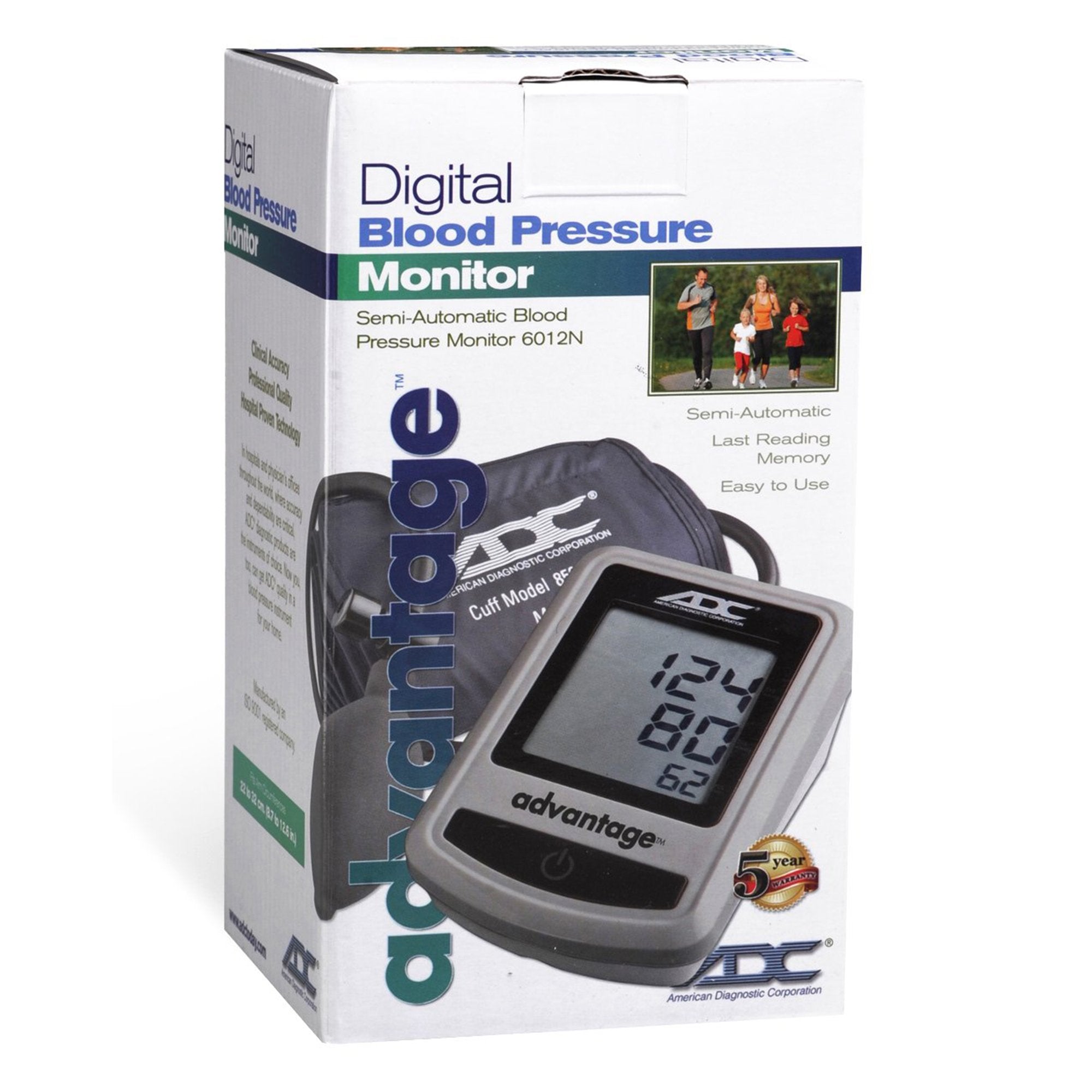 Home Semi Automatic Digital Blood Pressure Monitor Advantage™ 6012N Series Adult Cuff Nylon 22 - 32 cm Desk Model