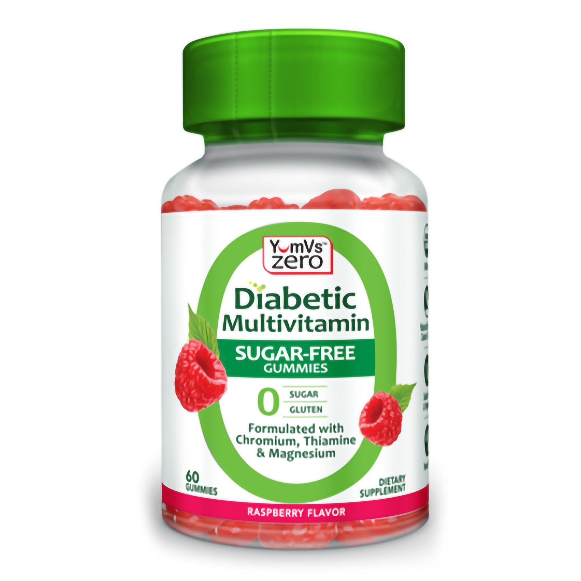 Diabetic Multivitamin Supplement YumV's™ Zero Chromium / Thiamine / Magnesium Gummy 60 per Bottle Raspberry Flavor