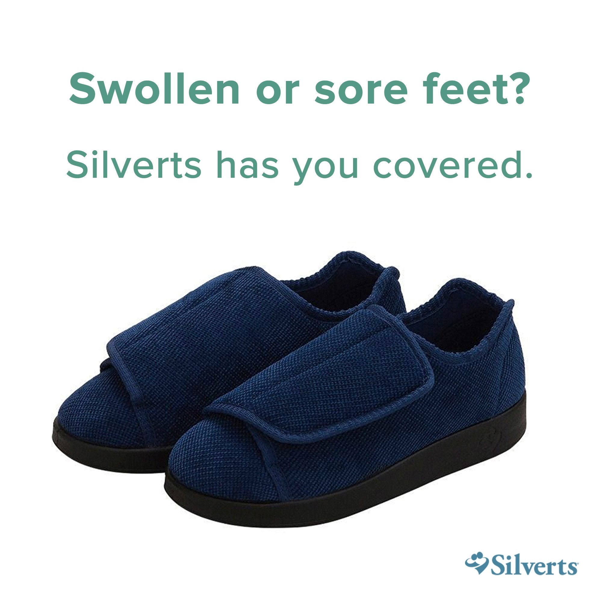 Slippers Silverts® Size 11 / 2X-Wide Navy Blue Easy Closure
