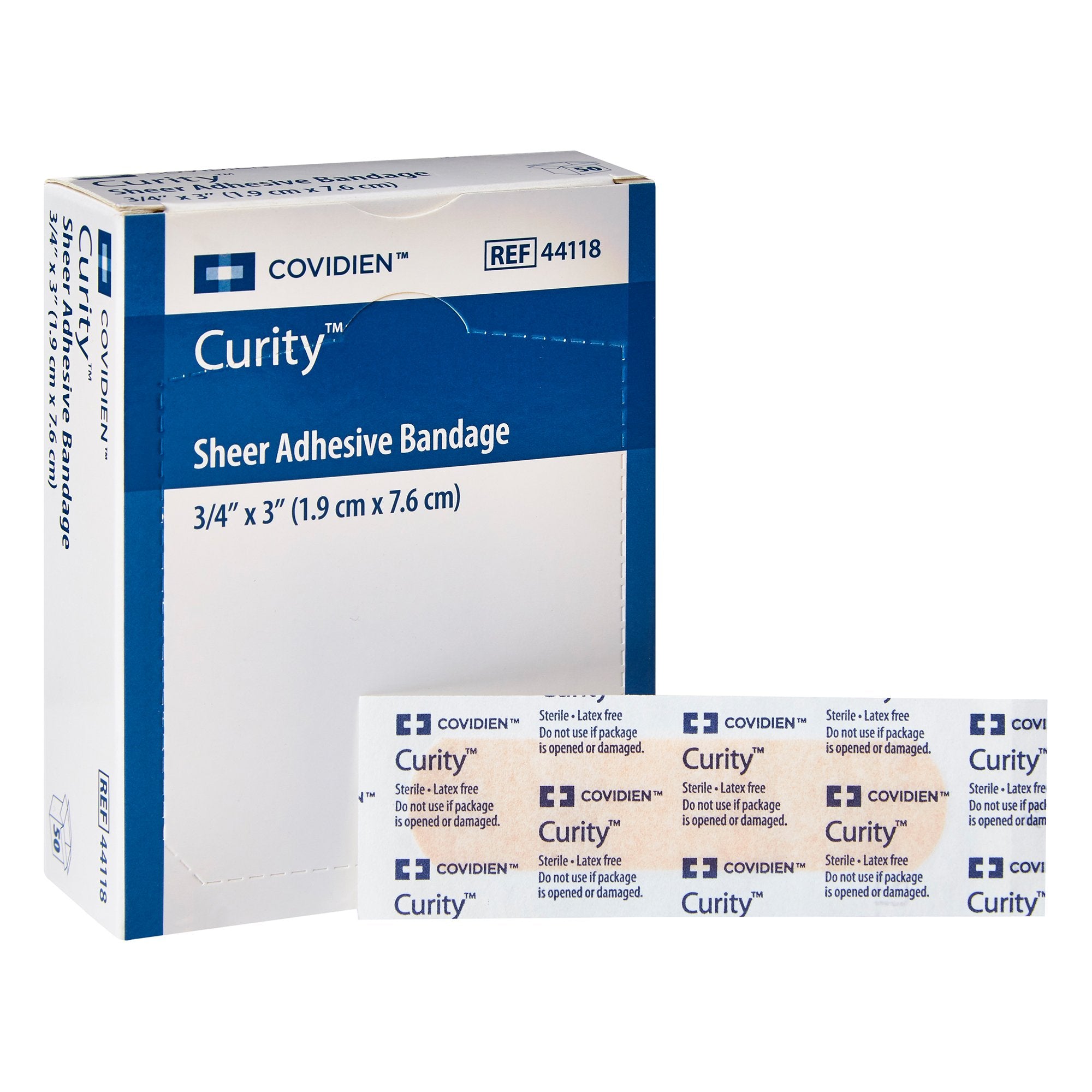 Adhesive Strip Curity™ 3/4 X 3 Inch Plastic Rectangle Sheer Sterile