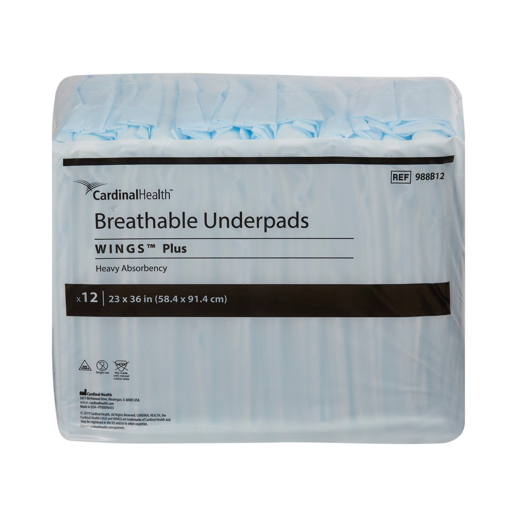 Disposable Underpad Wings™ Breathable Plus 23 X 36 Inch Fluff / Polymer Heavy Absorbency