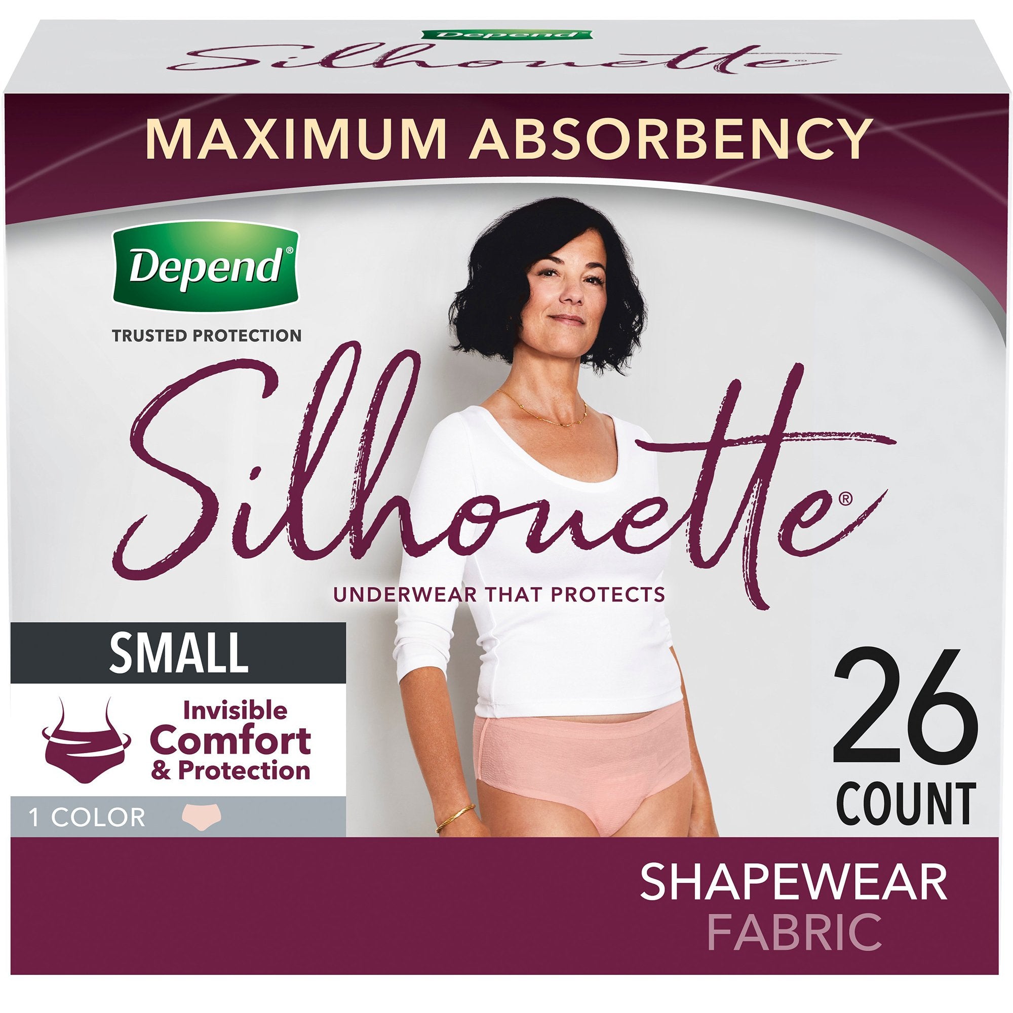 Female Adult Absorbent Underwear Depend® Silhouette® Pull On with Tear Away Seams Small Disposable Heavy Absorbency