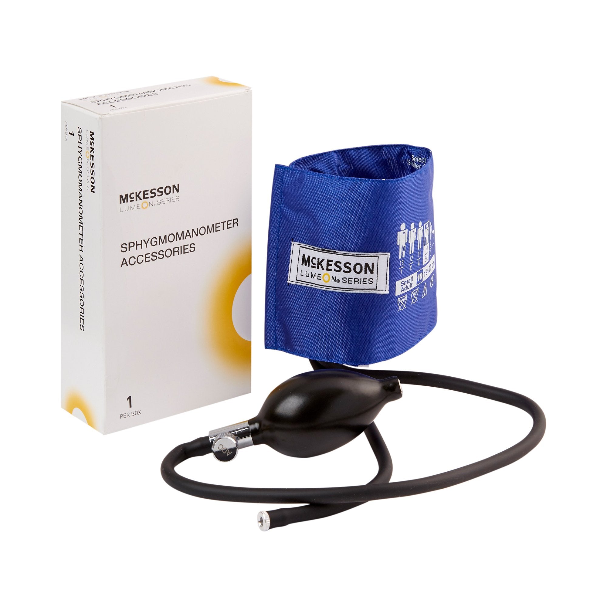 Reusable Blood Pressure Cuff and Bulb McKesson LUMEON™ 19 to 27 cm Arm Nylon Cuff Small Adult Cuff