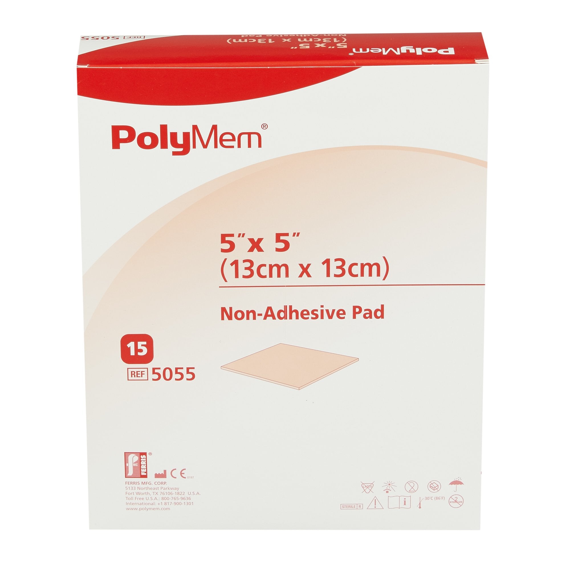 Foam Dressing PolyMem® 5 X 5 Inch Without Border Film Backing Nonadhesive Square Sterile