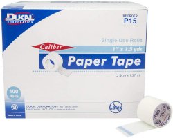 Medical Tape Caliber™ White 1 inch X 1-1/2 Yard Paper NonSterile