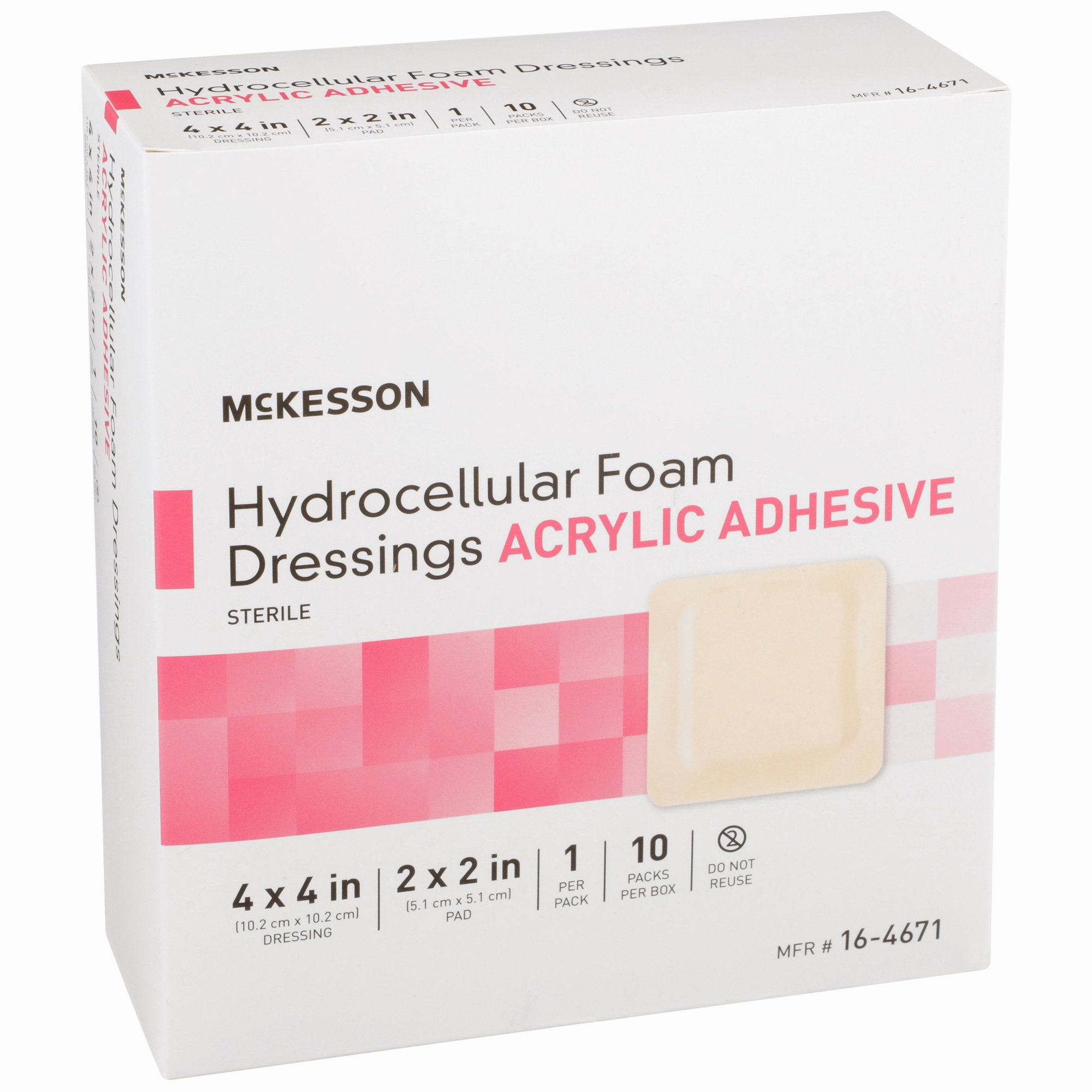 Foam Dressing McKesson 4 X 4 Inch With Border Film Backing Acrylic Adhesive Square Sterile