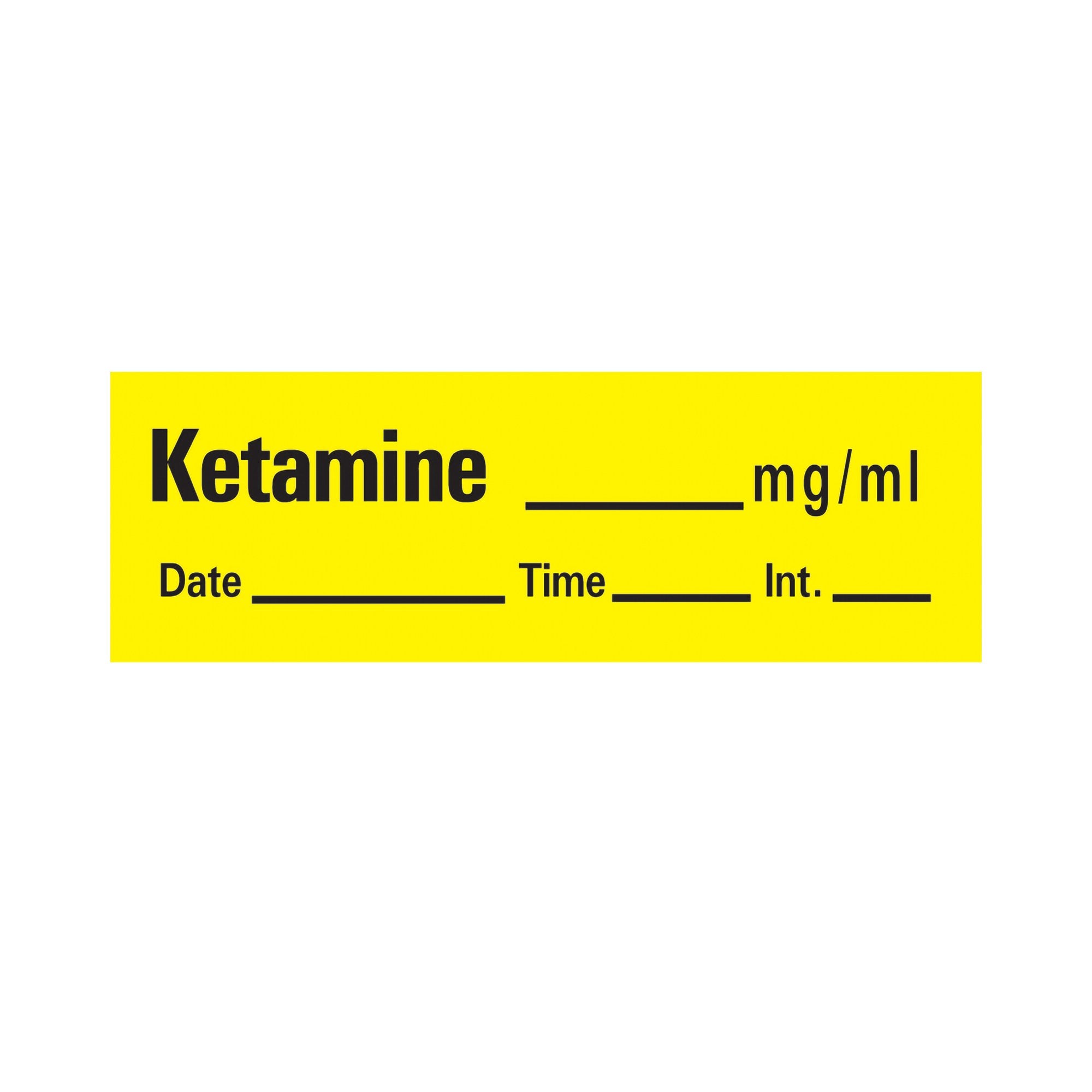 Drug Label Timemed Anesthesia Label Tape Ketamine_mg/mL Date_Time_Int Yellow 1/2 X 1-1/2 Inch