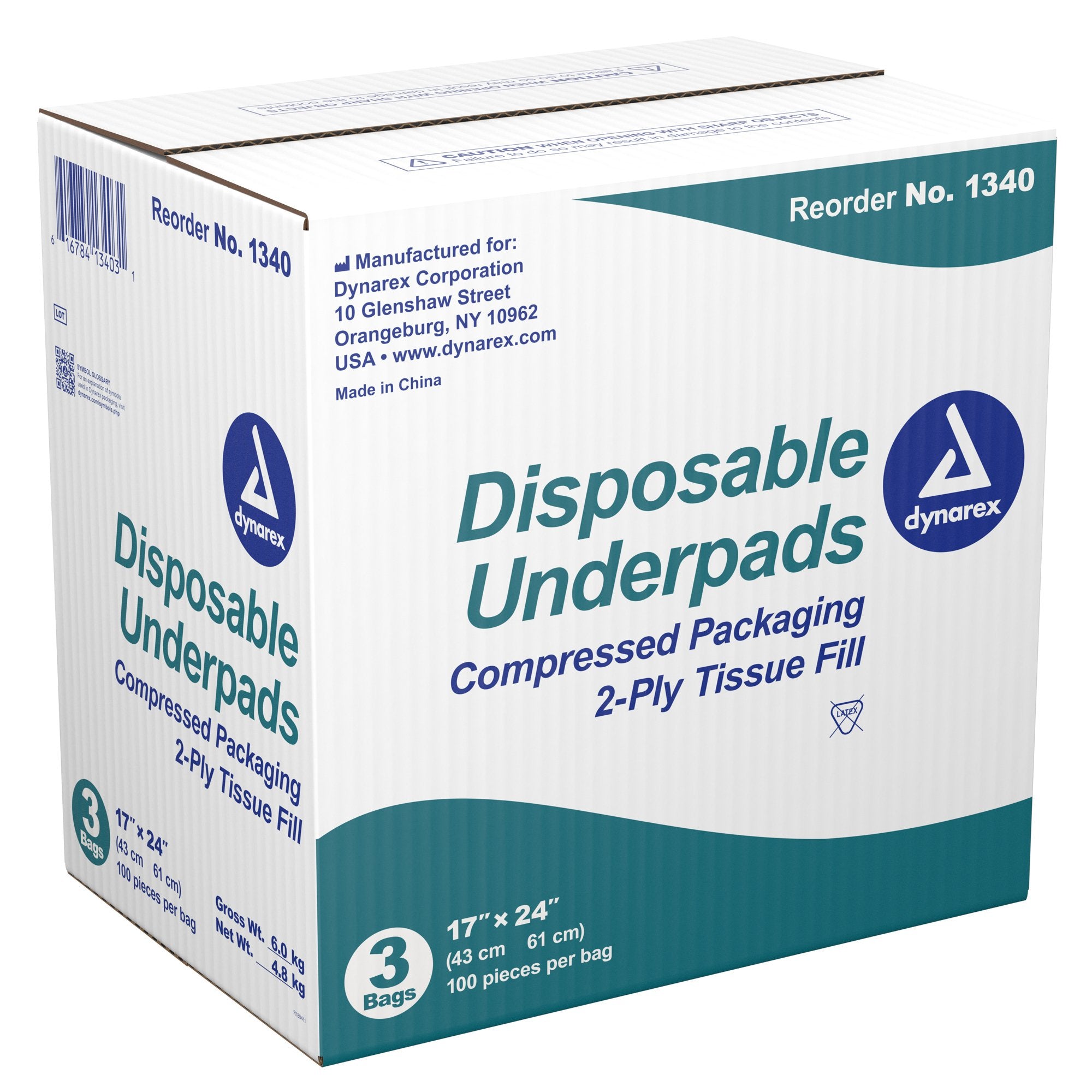 Disposable Underpad Dynarex® 17 X 24 Inch Fluff Light Absorbency