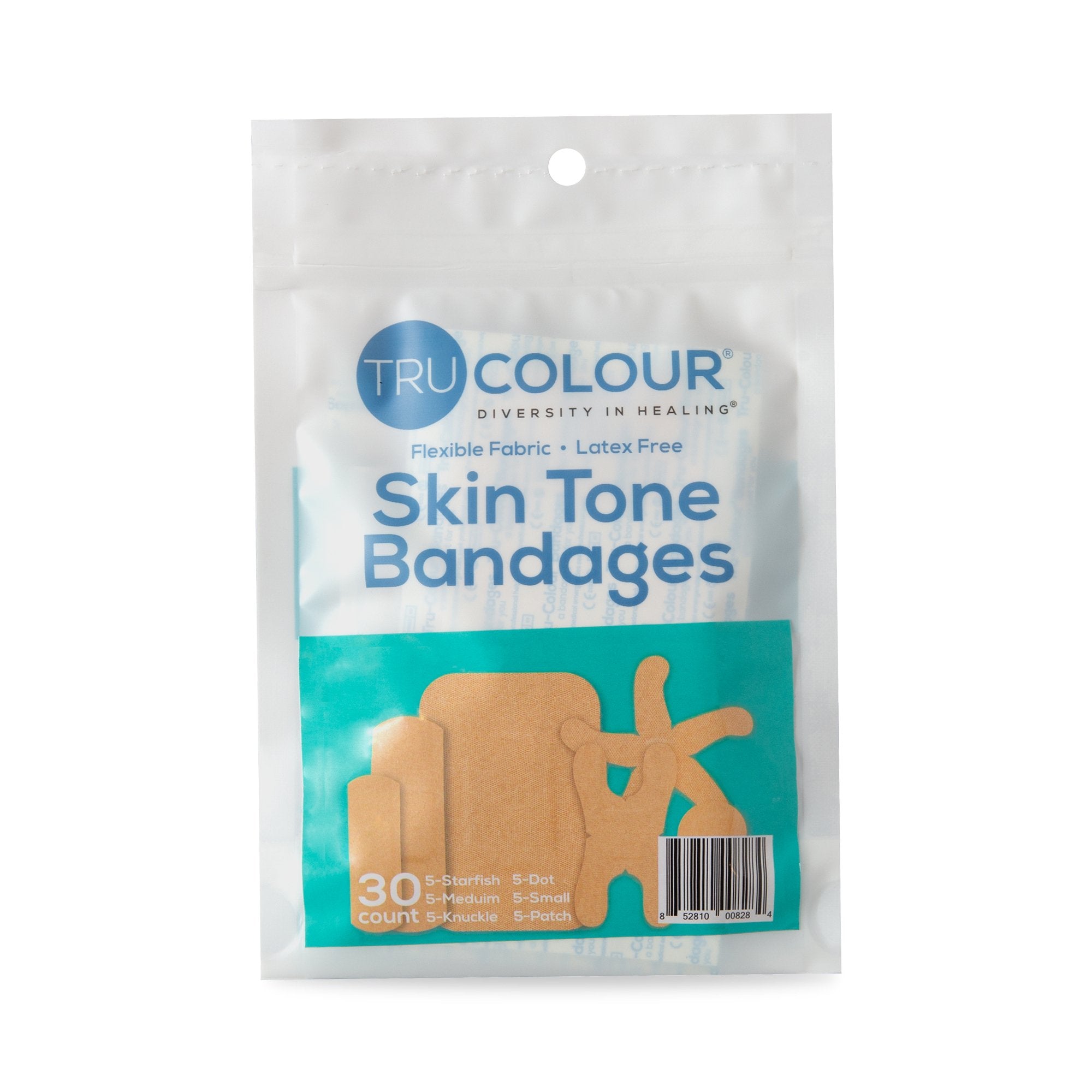 Waterproof Adhesive Strip Tru-Colour® Assorted Sizes Fabric Rectangle / Spot / Patch / Fingertip / Knuckle Beige Sterile