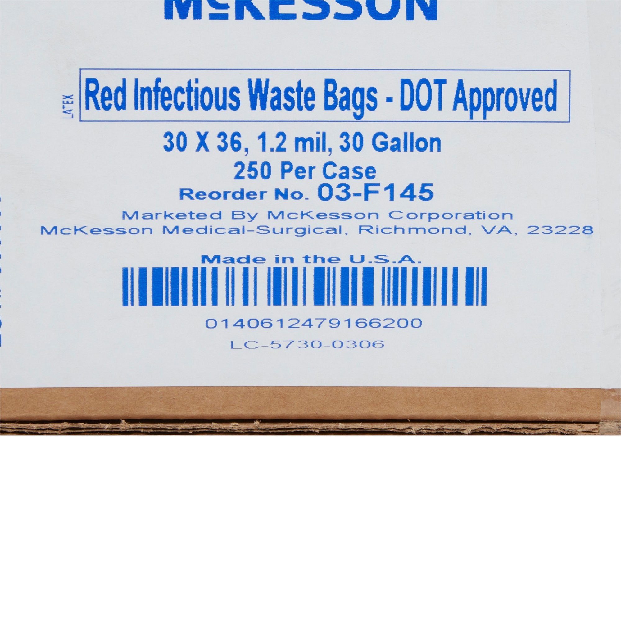 Infectious Waste Bag McKesson 30 gal. Red Bag Polyethylene 30 X 36 Inch