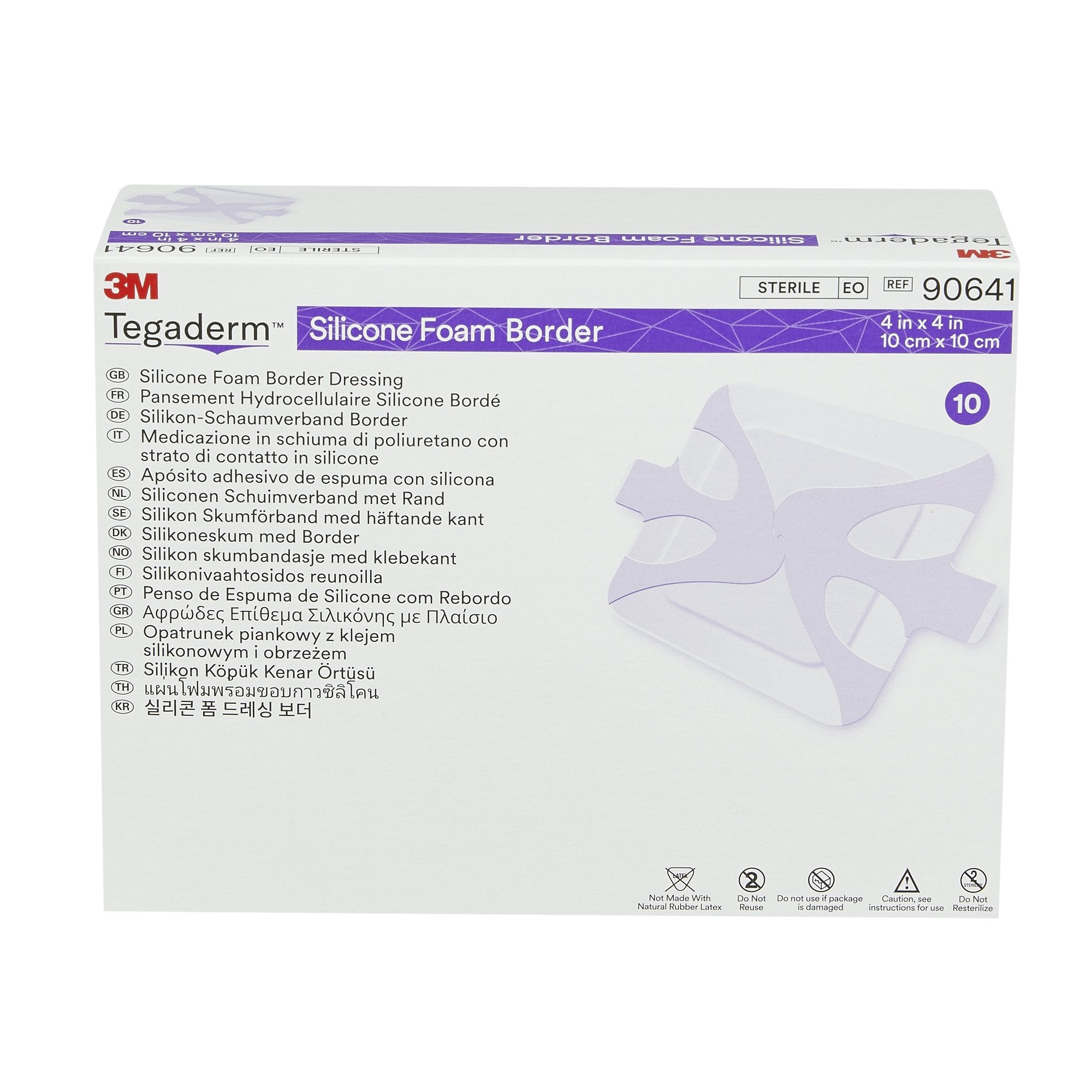 Foam Dressing 3M™ Tegaderm™ 4 X 4 Inch With Border Film Backing Silicone Adhesive Square Sterile