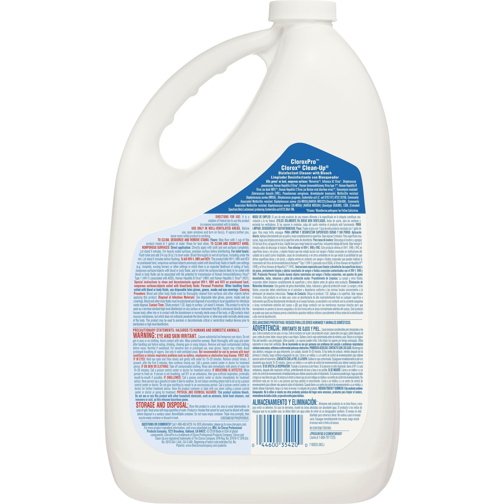 CloroxPro™ Clorox® Clean-Up® with Bleach Surface Disinfectant Cleaner Refill Manual Pour Liquid 1 gal. Jug Chlorine Scent NonSterile