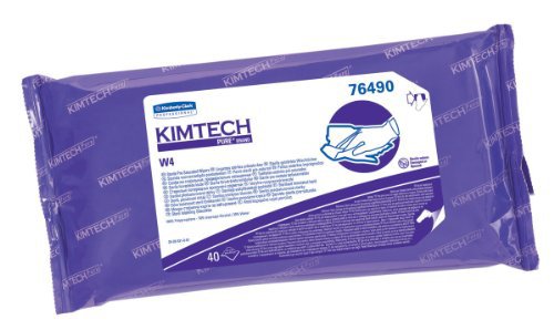 Kimtech Pure W4 Surface Disinfectant Cleaner Premoistened Cleanroom Manual Pull Wipe 40 Count Soft Pack Alcohol Scent Sterile