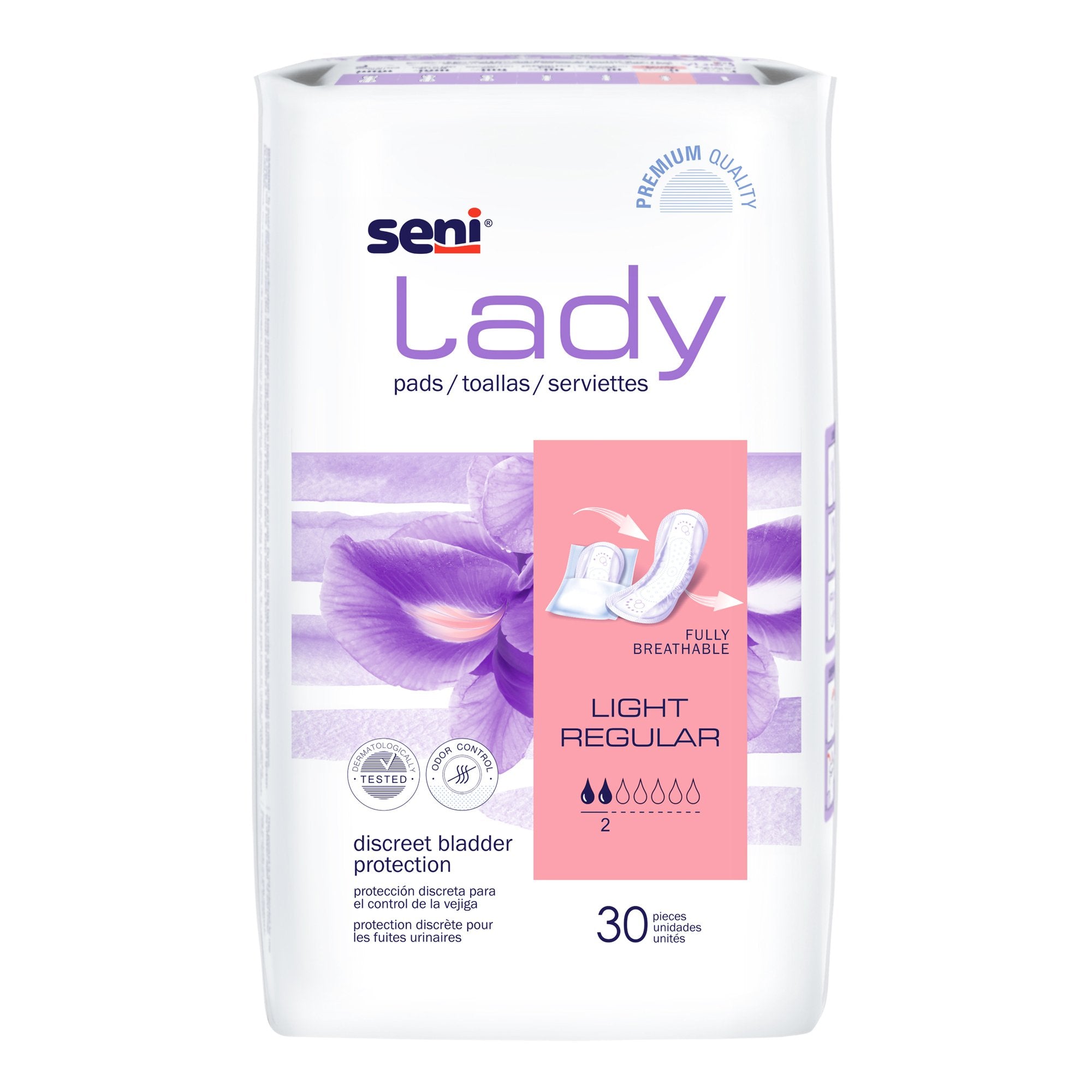 Bladder Control Pad Seni® Lady Light 8.9 Inch Length Light Absorbency Superabsorbant Core One Size Fits Most