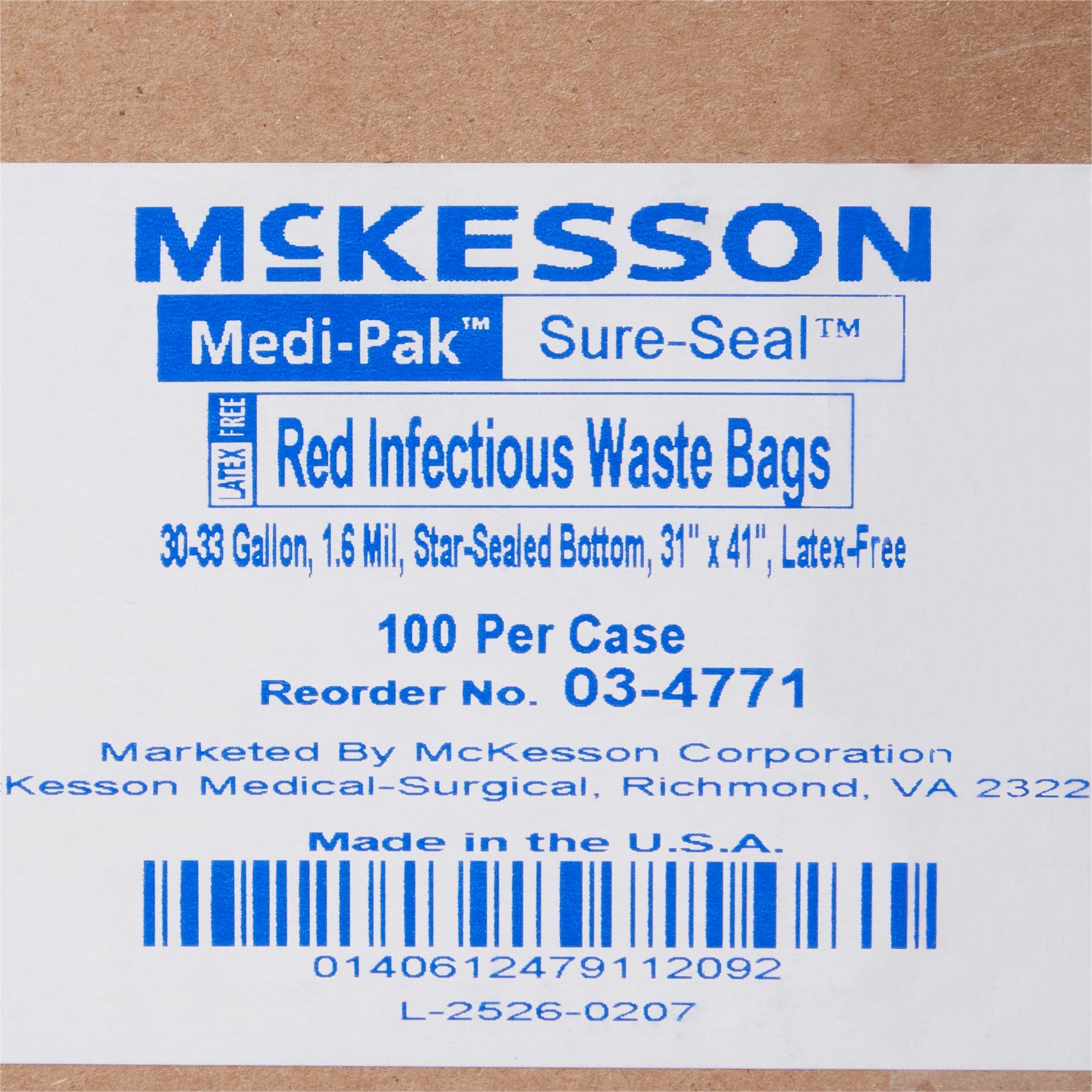 Infectious Waste Bag McKesson 30 to 33 gal. Red Bag LLDPE 31 X 41 Inch
